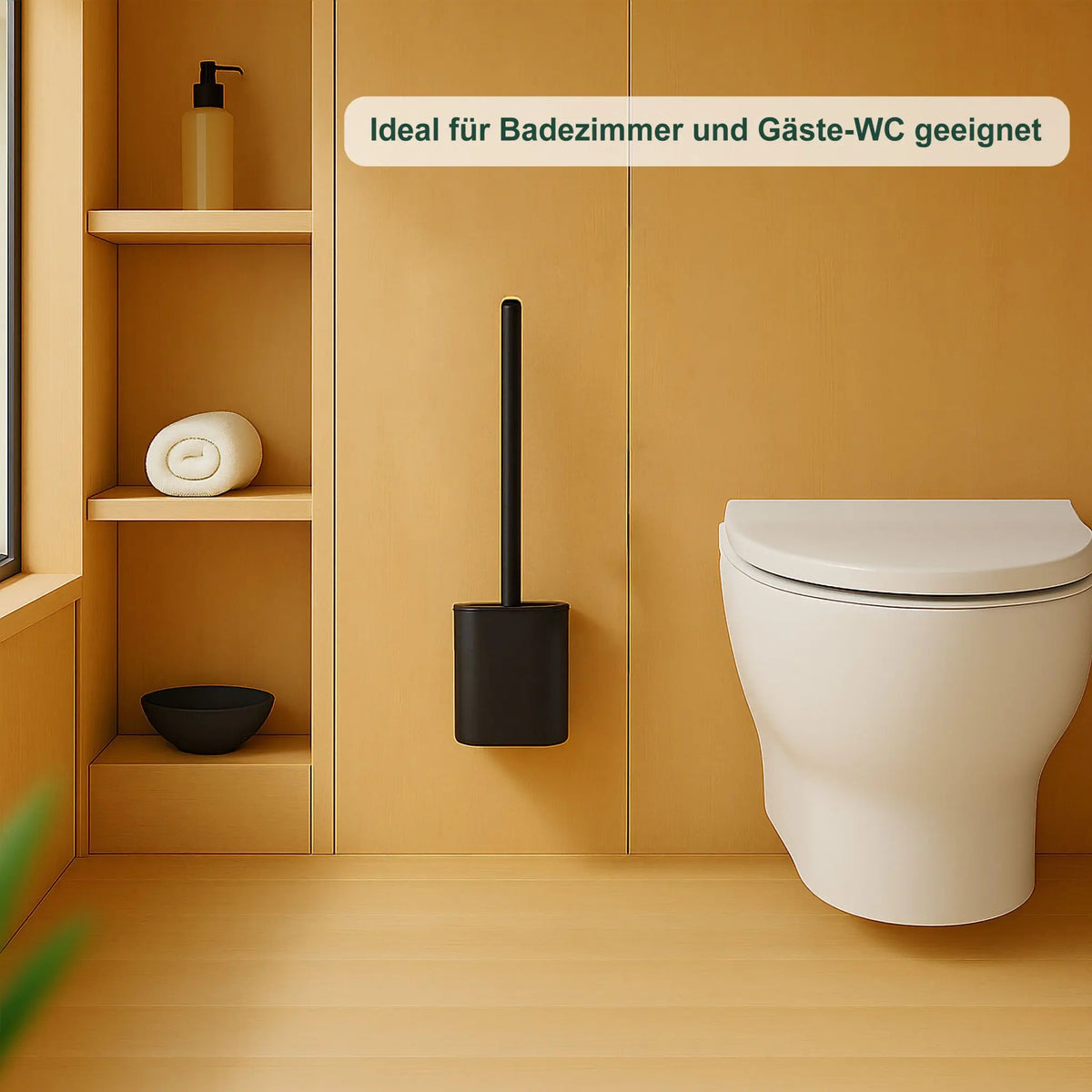 Flache Toilettenbürste zur Wandmontage Schwarz-Silber von Relaxdays