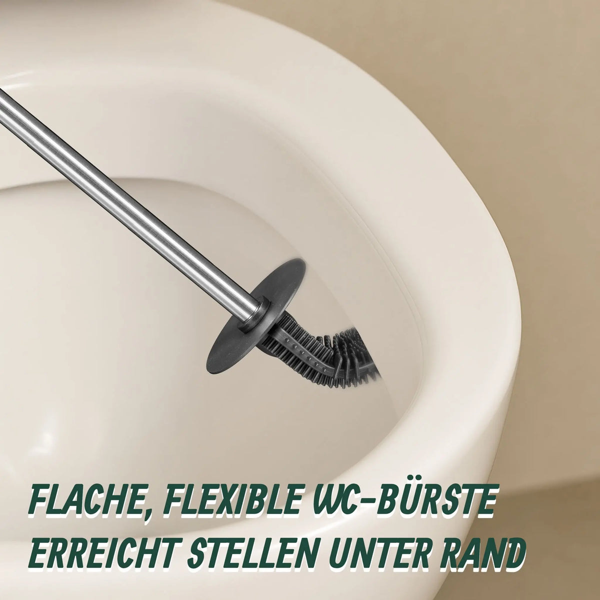 Flache Toilettenbürste zur Wandmontage Schwarz-Silber von Relaxdays