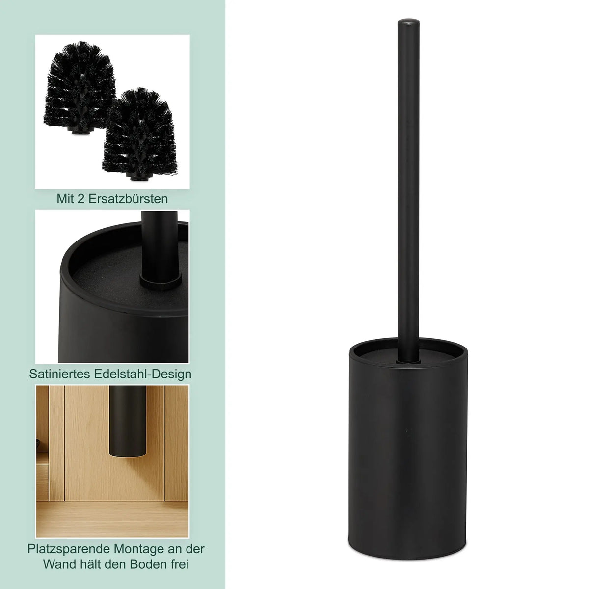 Toilettenbürste zur Wandmontage Schwarz von Relaxdays