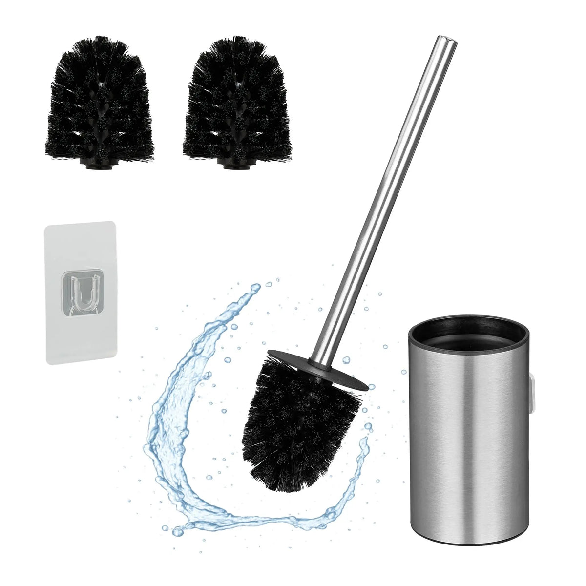 Toilettenbürste zur Wandmontage Schwarz-Silber von Relaxdays