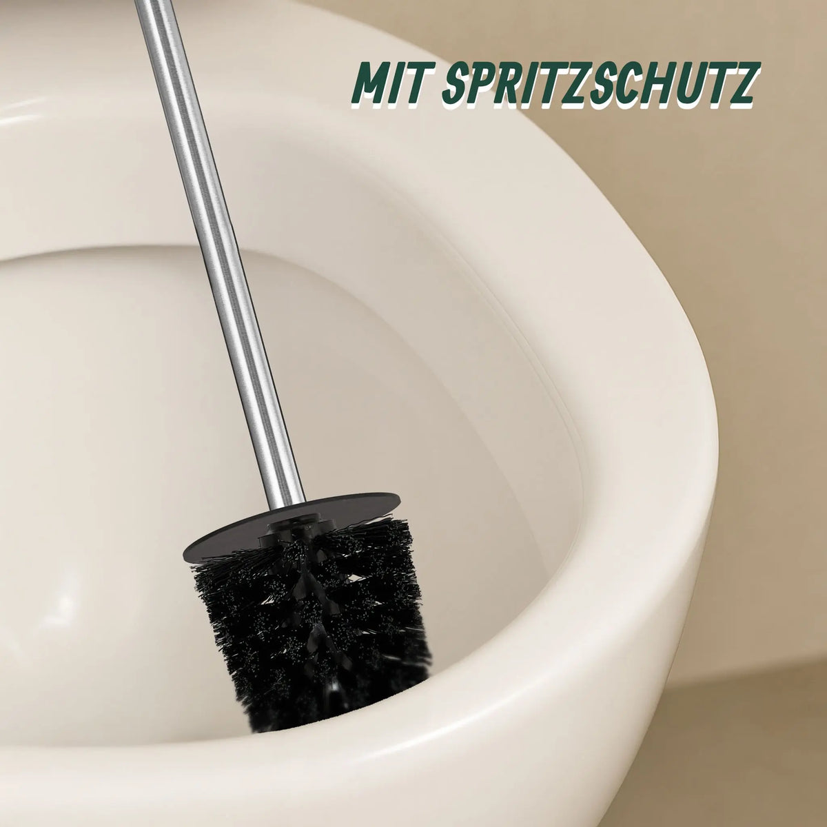Toilettenbürste zur Wandmontage Schwarz-Silber von Relaxdays