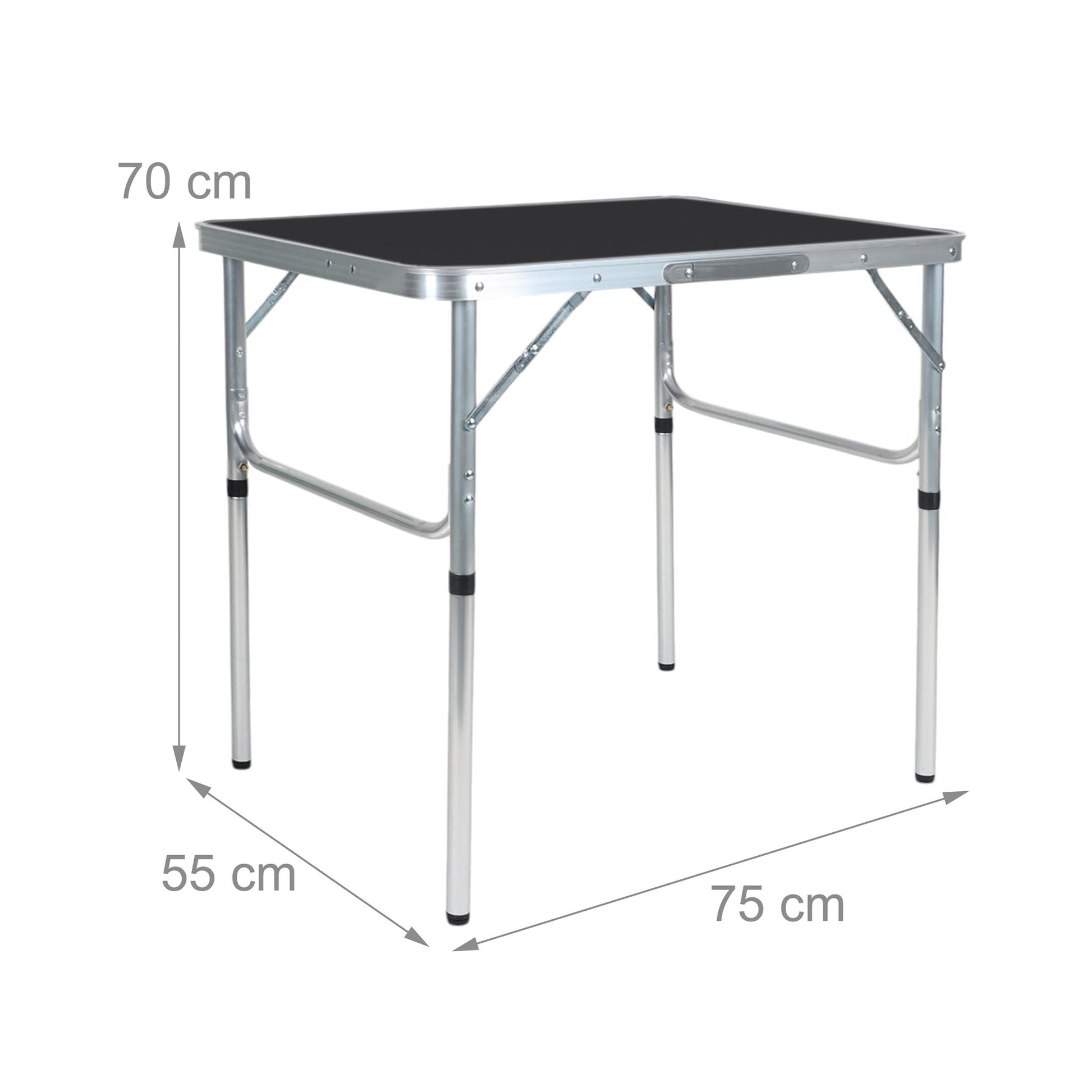 Campingtisch klappbar & höhenverstellbar Schwarz-Silber von Relaxdays