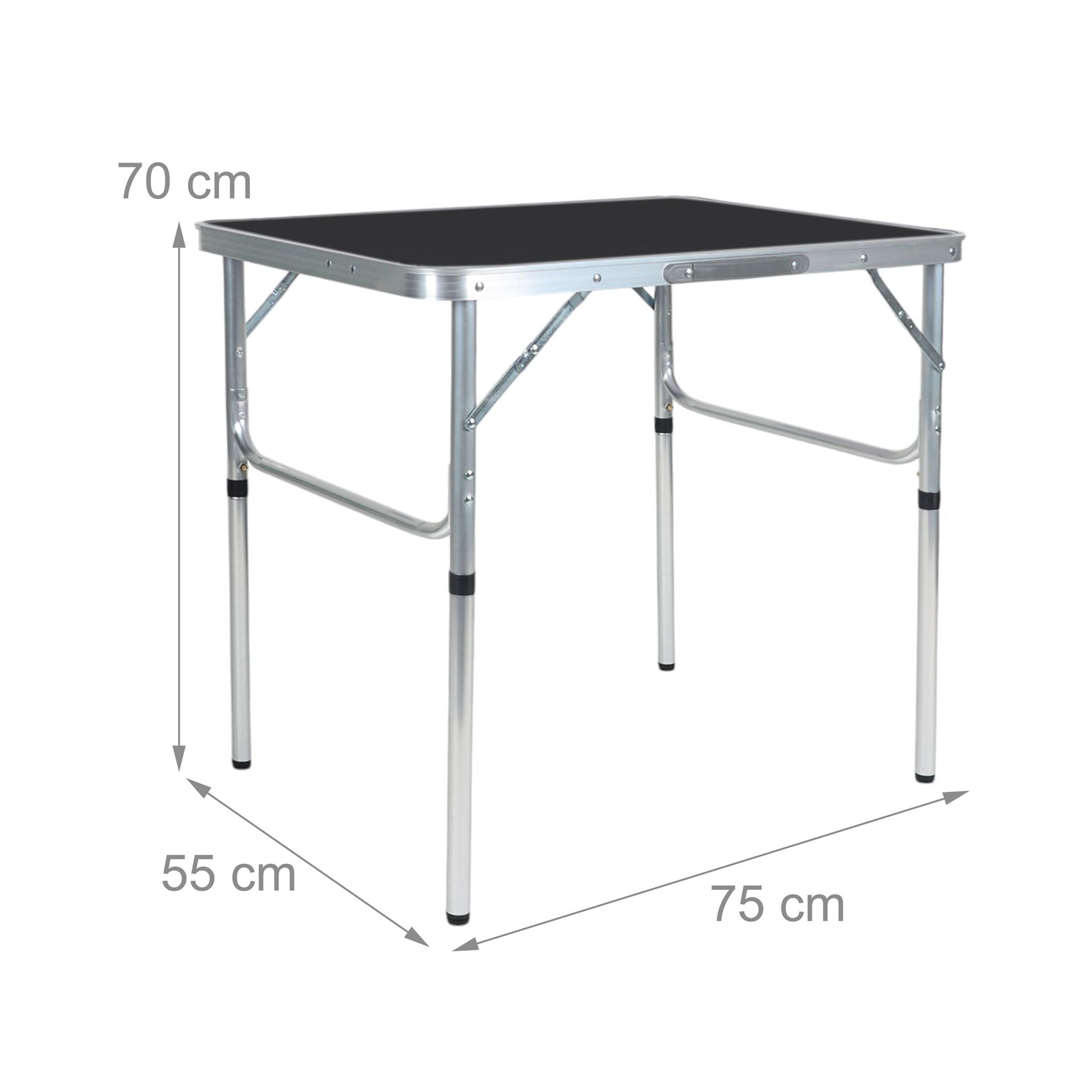 Campingtisch klappbar & höhenverstellbar Schwarz-Silber von Relaxdays
