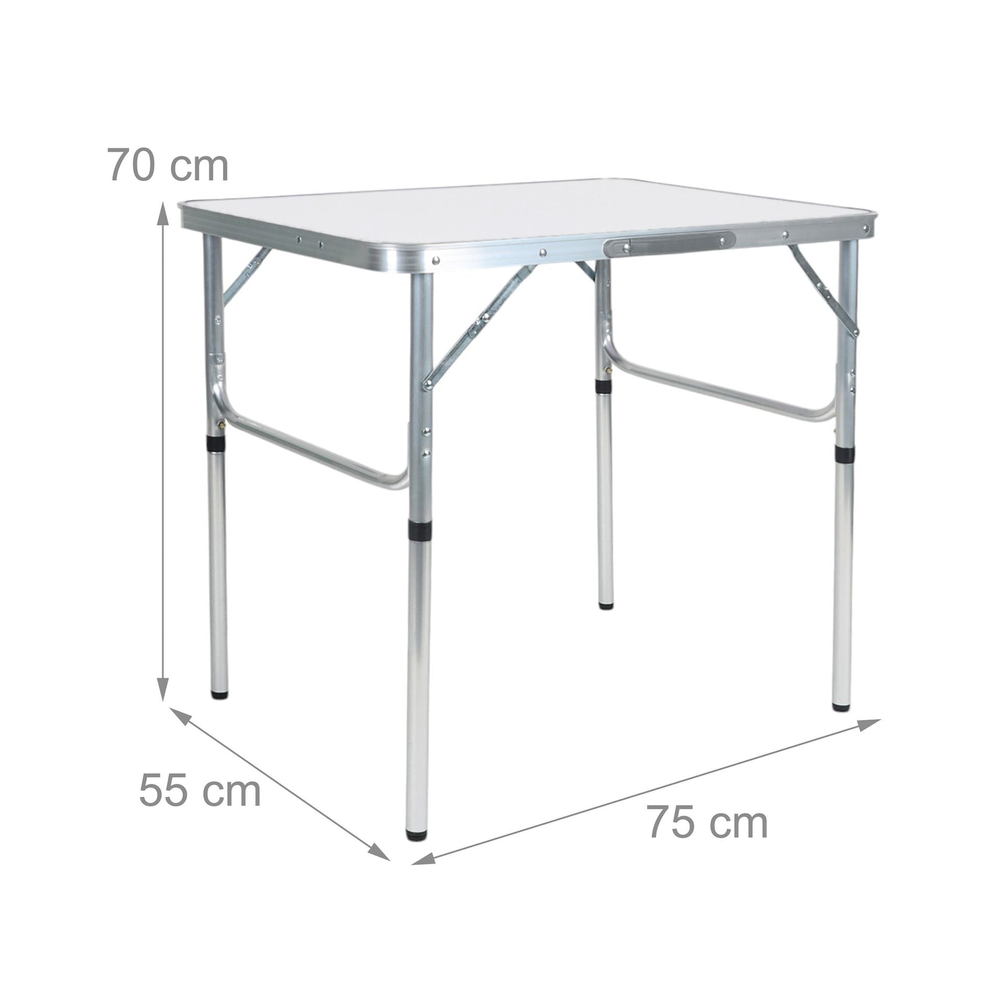 Campingtisch klappbar & höhenverstellbar Weiss-Silber von Relaxdays