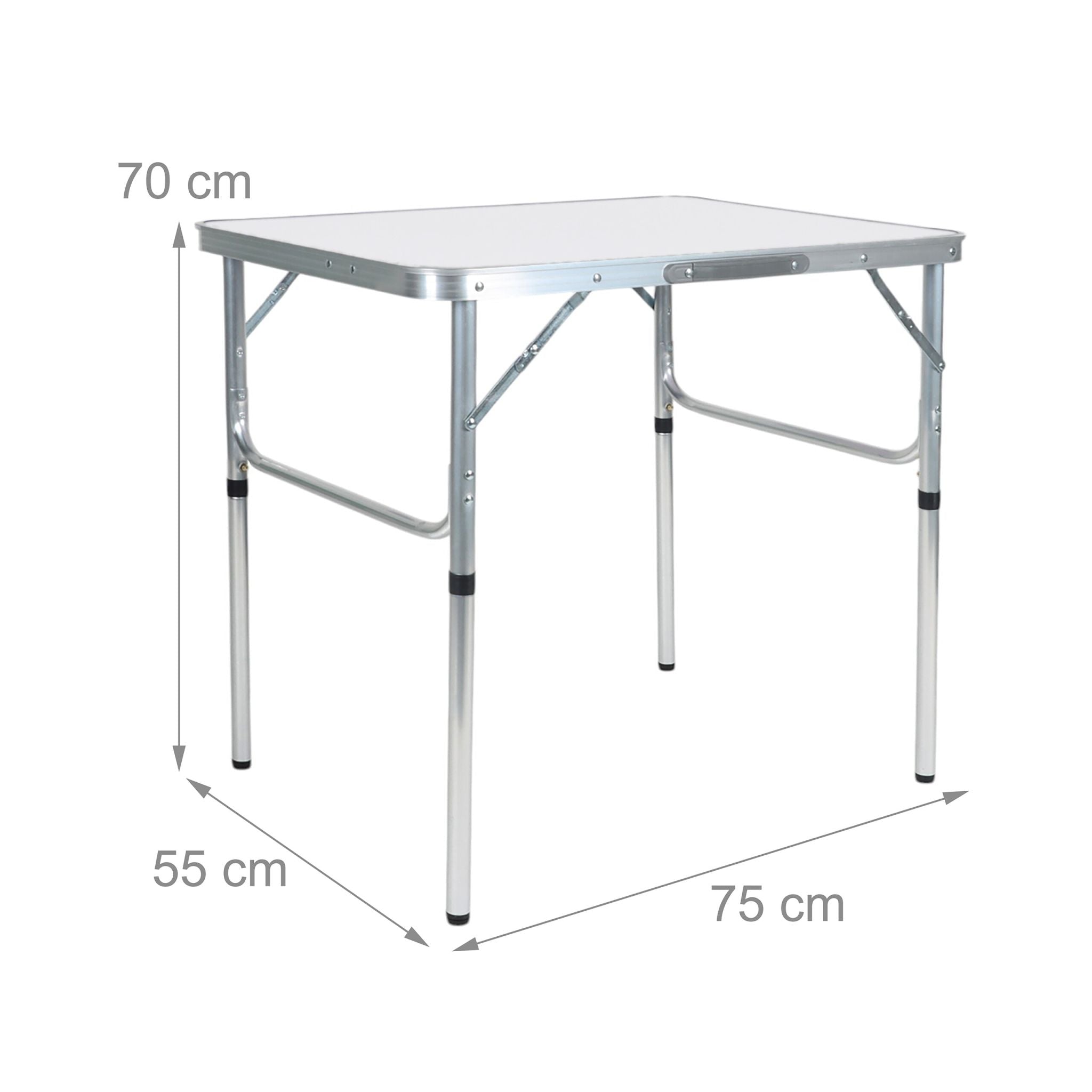 Campingtisch klappbar & höhenverstellbar Weiss-Silber von Relaxdays