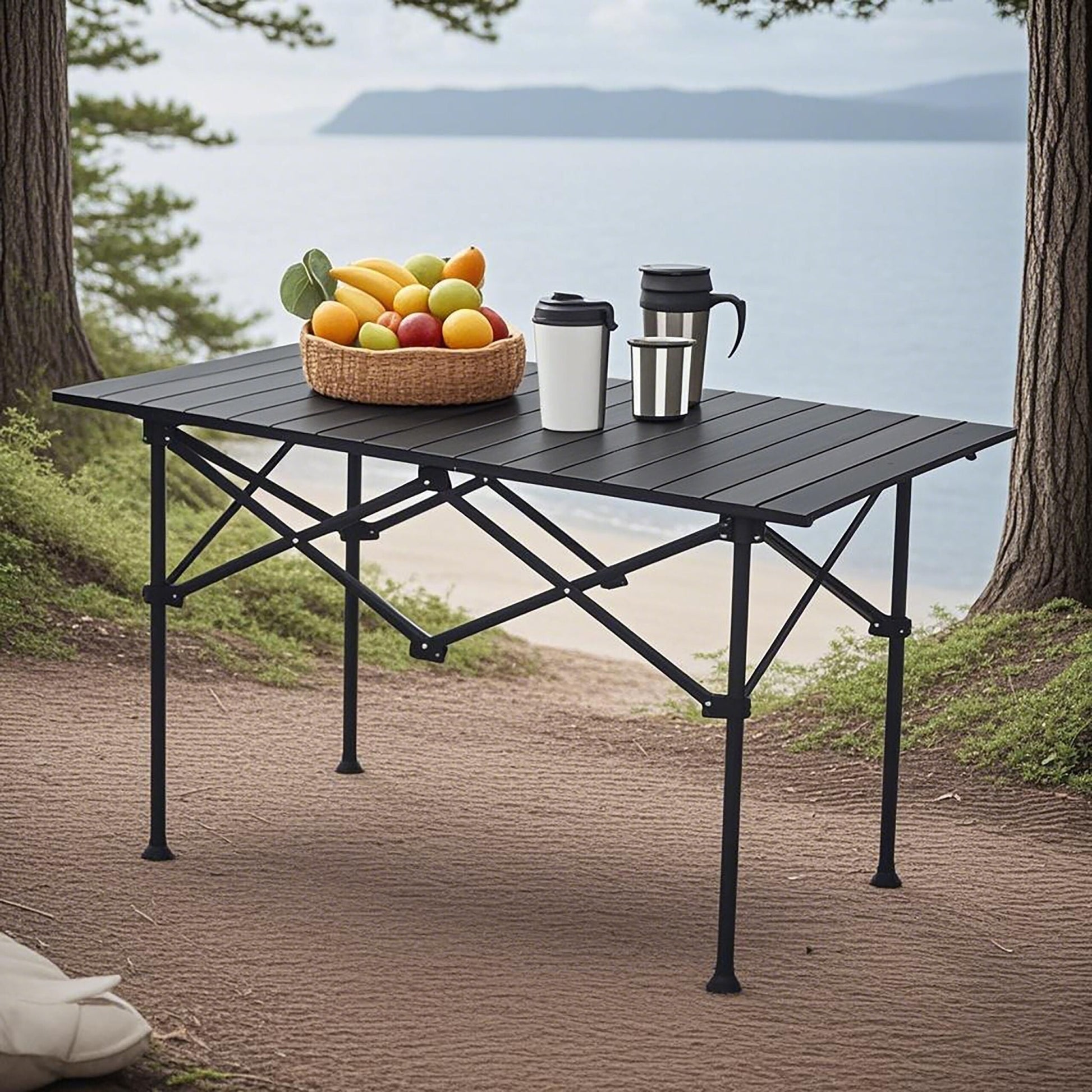 Faltbarer Campingtisch Stahl Schwarz von Relaxdays