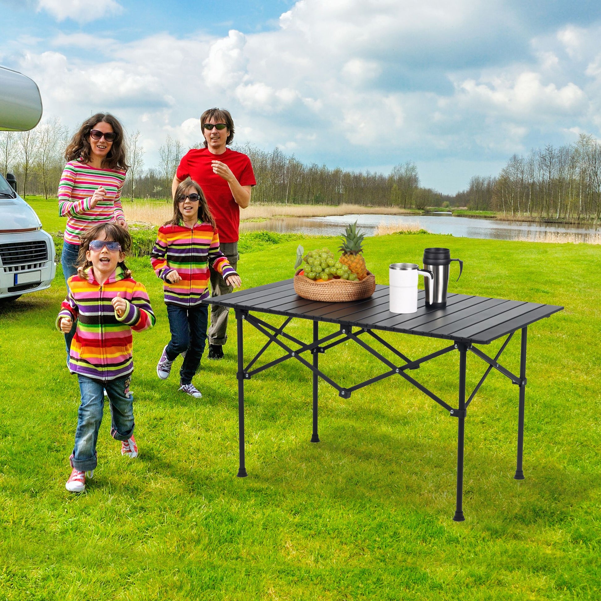 Faltbarer Campingtisch Stahl Schwarz von Relaxdays