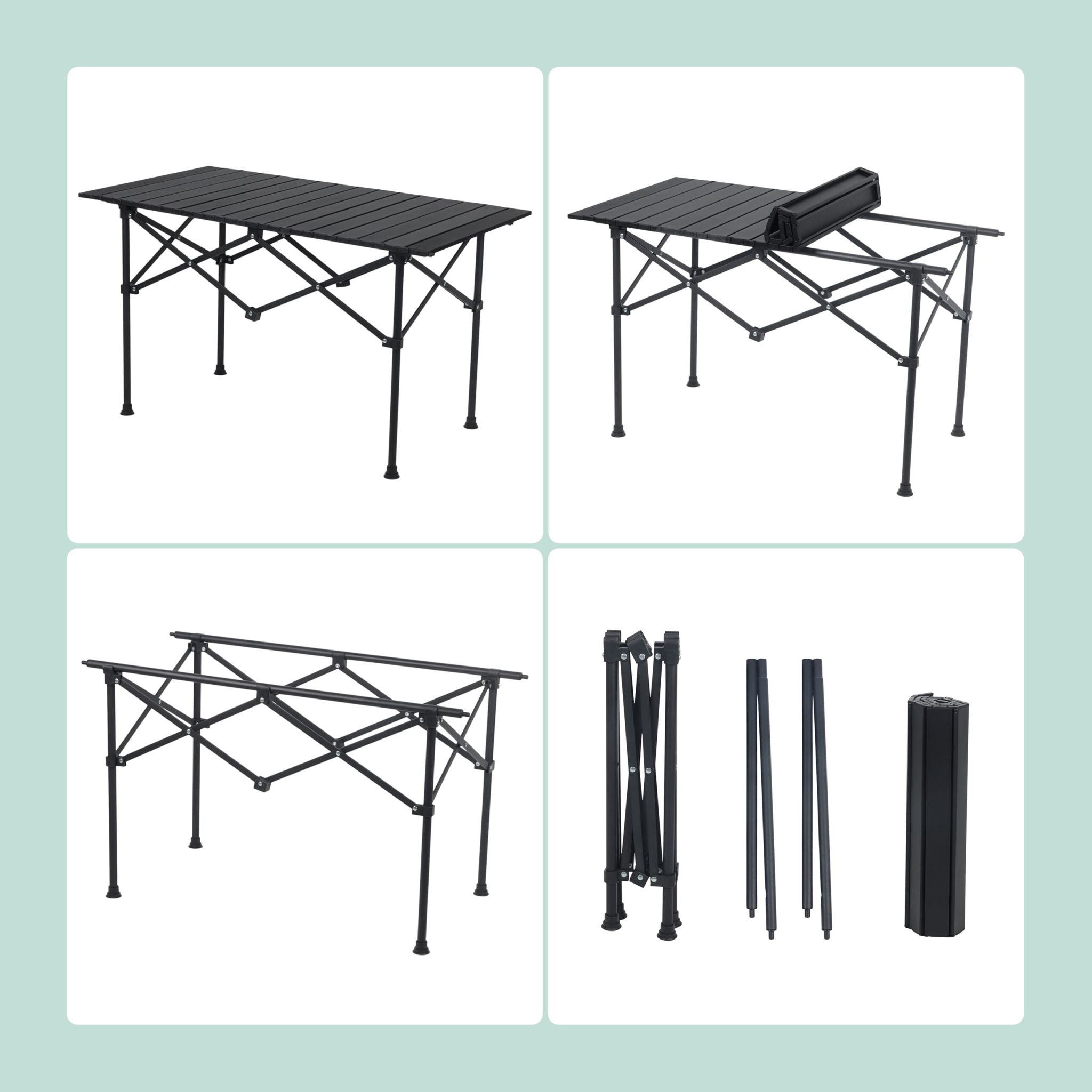 Faltbarer Campingtisch Stahl Schwarz von Relaxdays