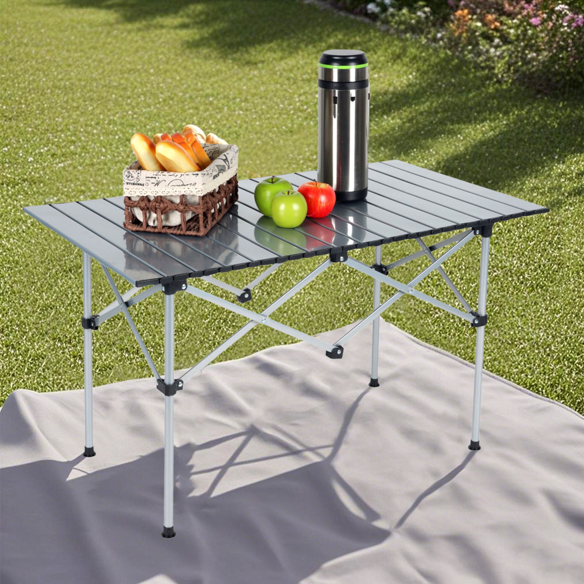 Faltbarer Campingtisch Stahl Silber von Relaxdays