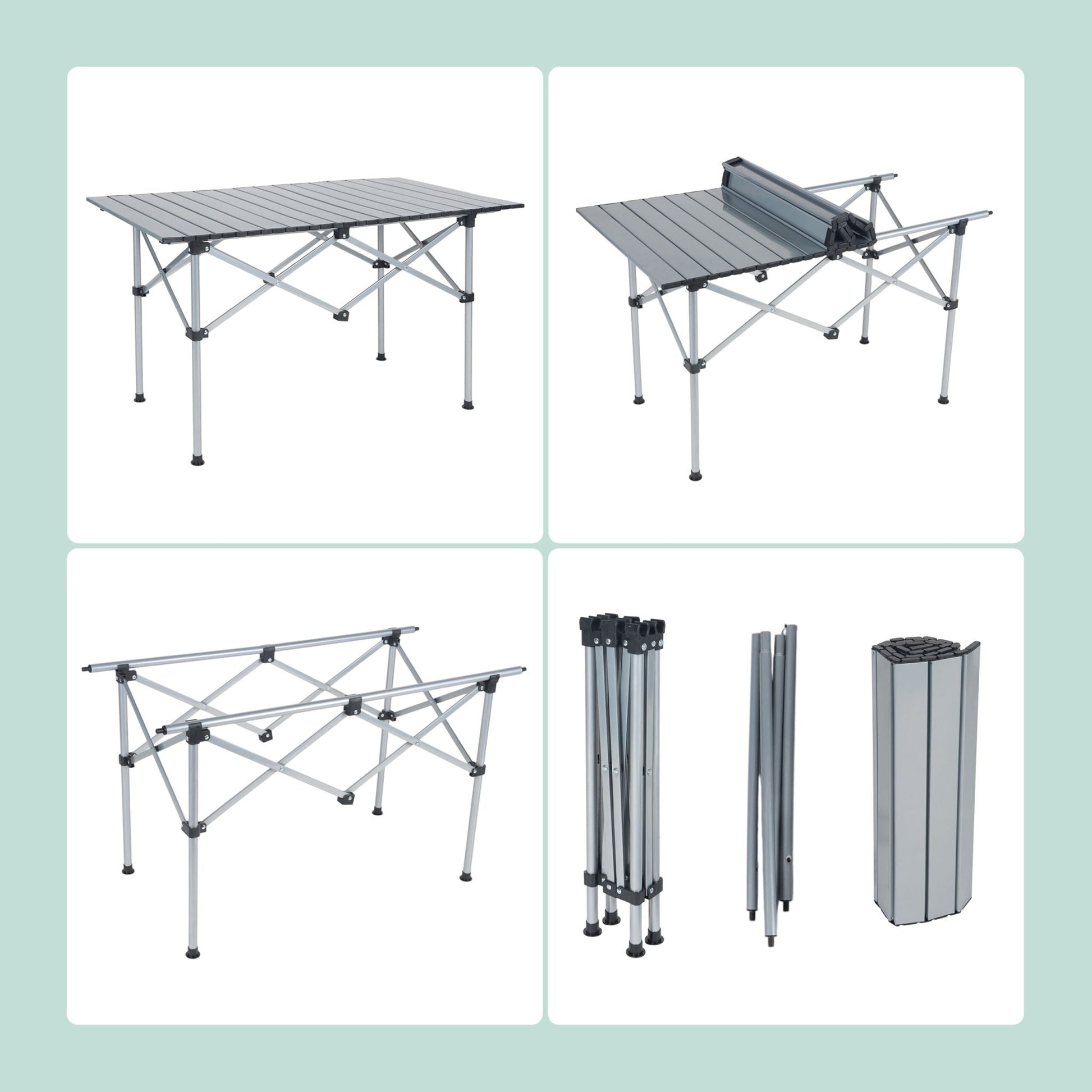 Faltbarer Campingtisch Stahl Silber von Relaxdays