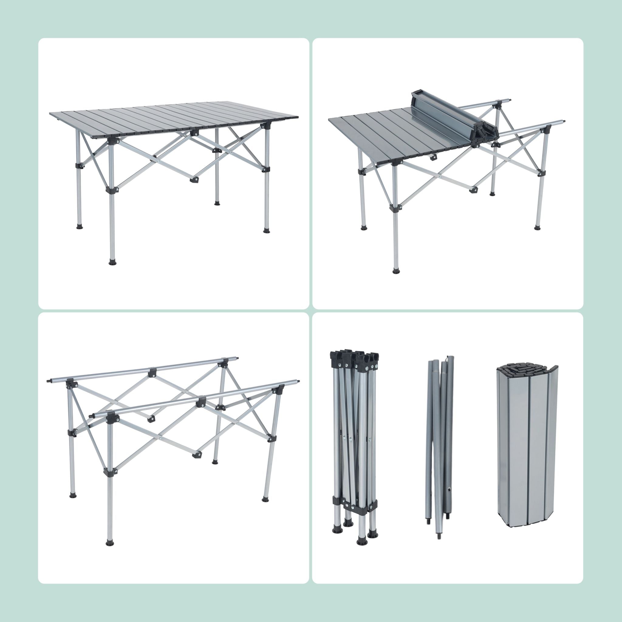 Faltbarer Campingtisch Stahl Silber von Relaxdays