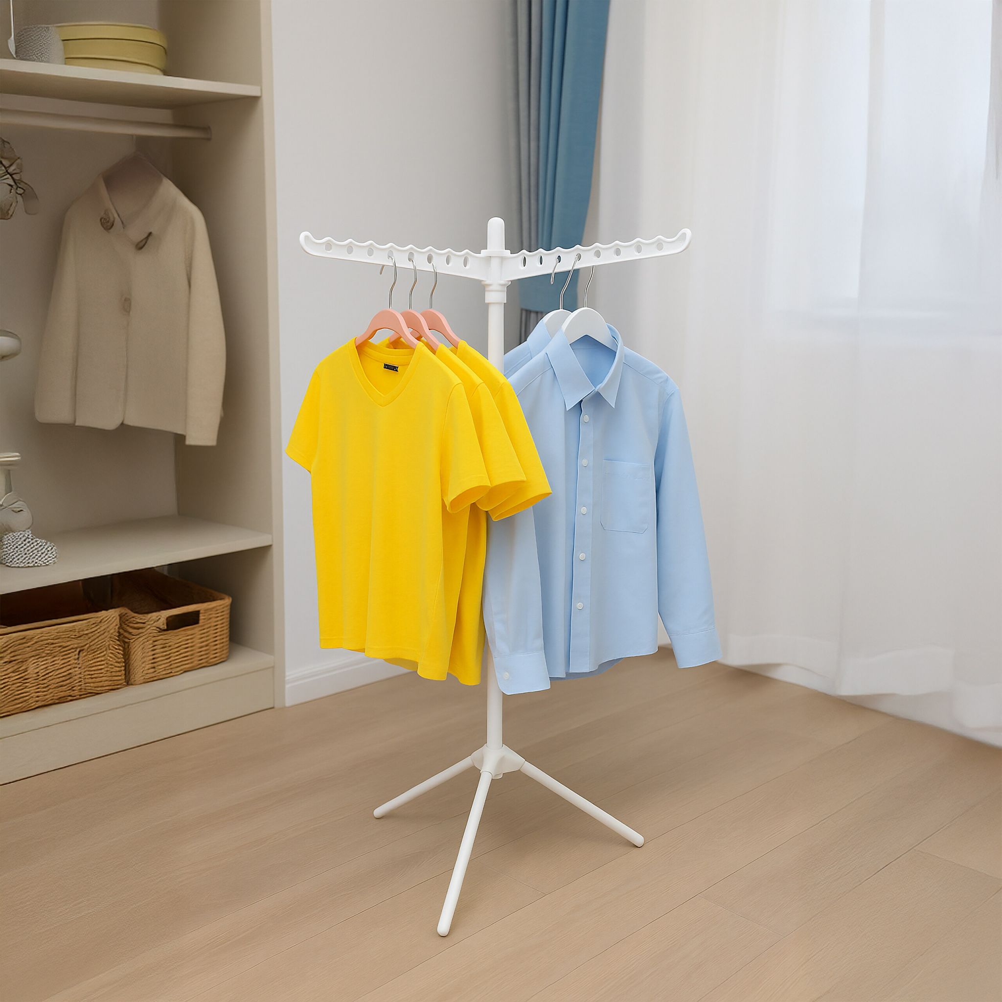 Bügelwäscheständer für 27 Kleiderbügel Weiss-Silber von Relaxdays