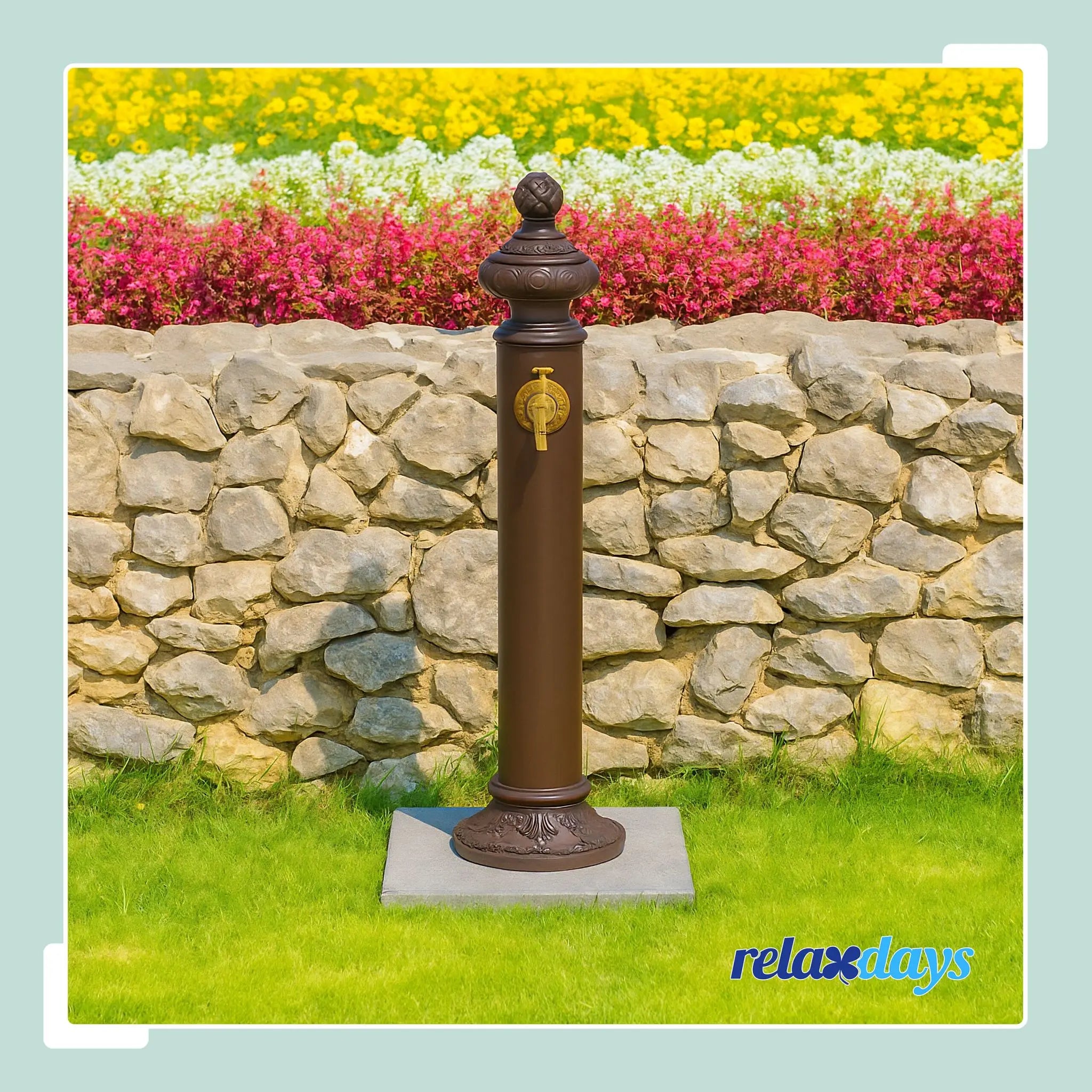 Standbrunnen antik 87cm Braun-Gold von Relaxdays