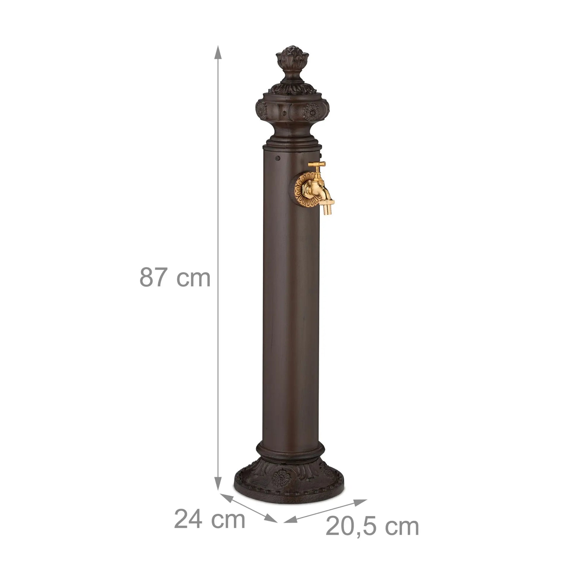 Standbrunnen antik 87cm Braun-Gold von Relaxdays
