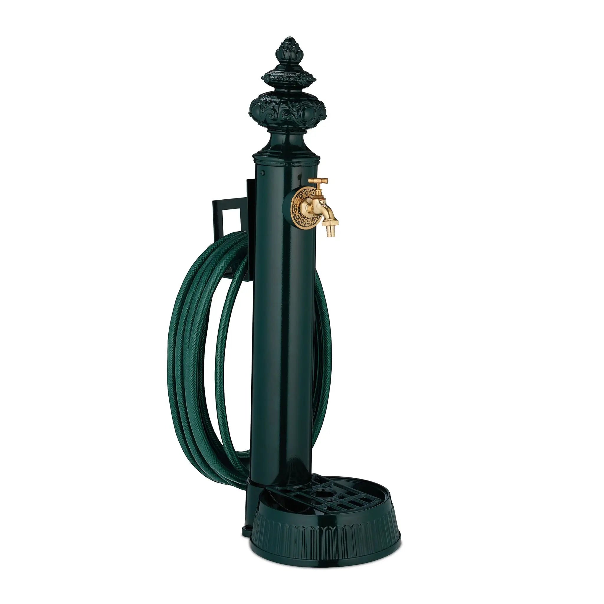 Standbrunnen antik 83cm Schlauchalter Dunkelgrün-Gold von Relaxdays
