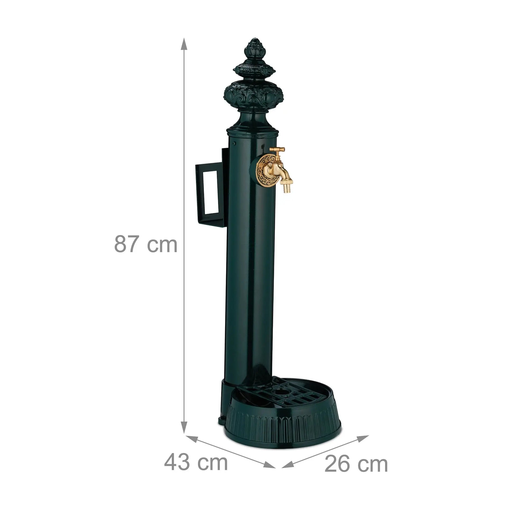 Standbrunnen antik 83cm Schlauchalter Dunkelgrün-Gold von Relaxdays