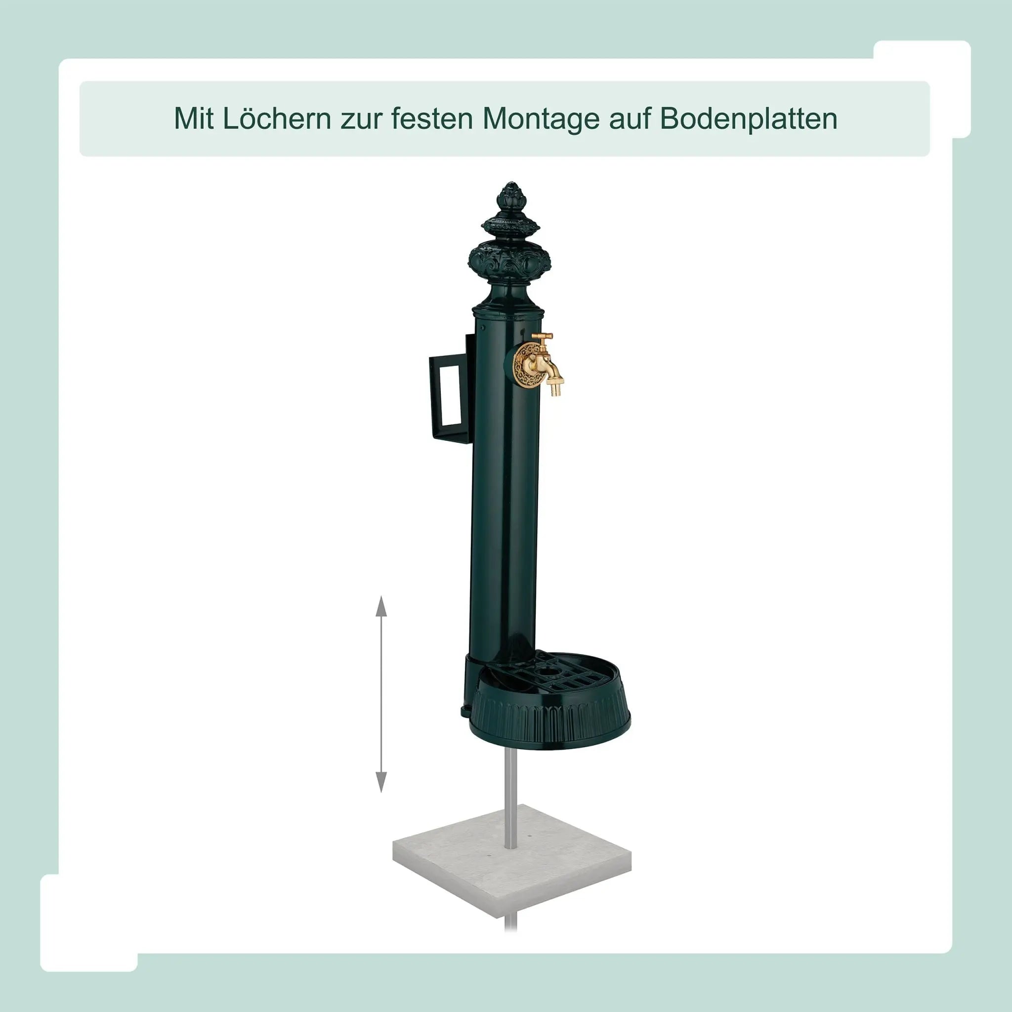 Standbrunnen antik 83cm Schlauchalter Dunkelgrün-Gold von Relaxdays
