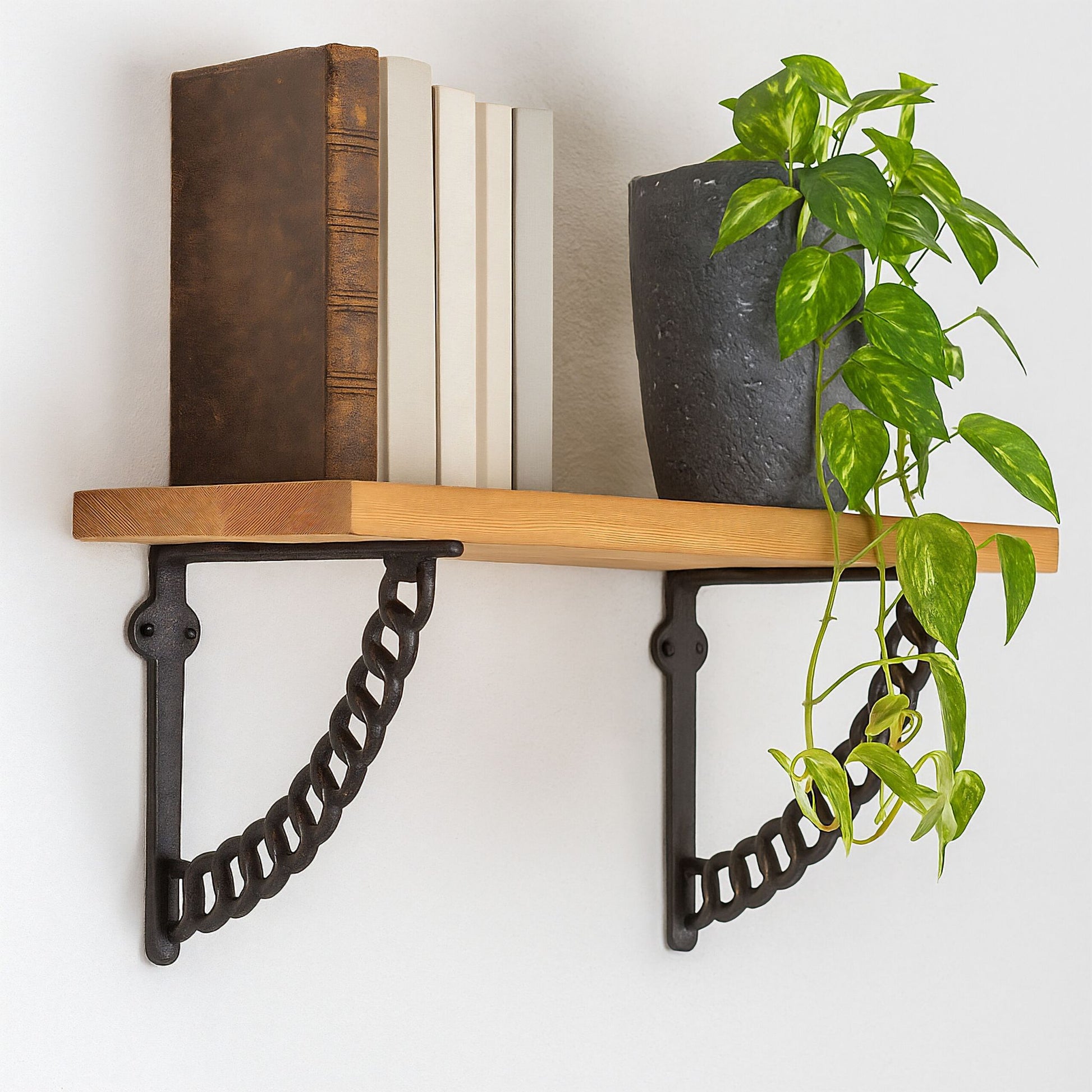 Regalträger 2er-Set Ketten-Design Schwarz von Relaxdays
