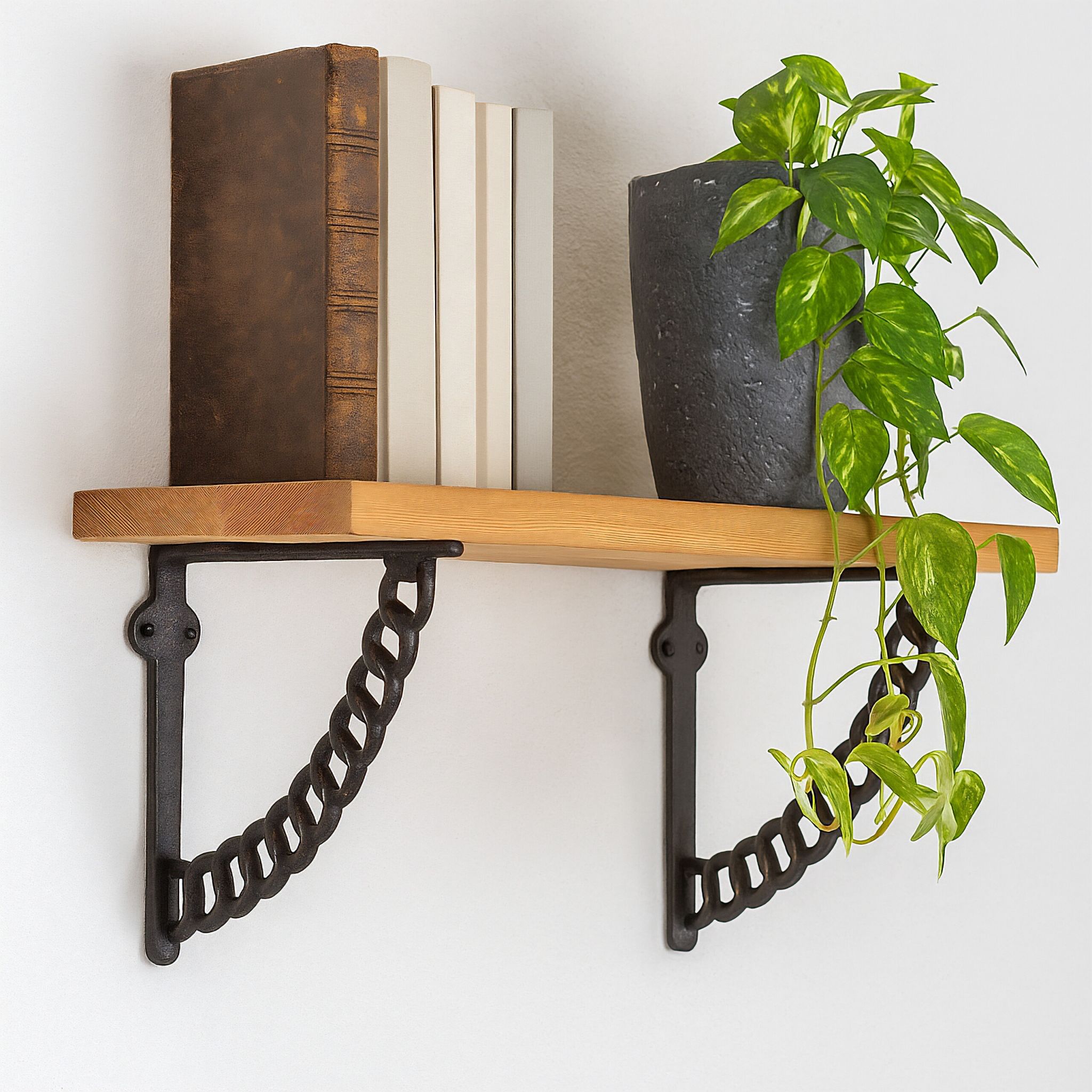 Regalträger 2er-Set Ketten-Design Schwarz von Relaxdays