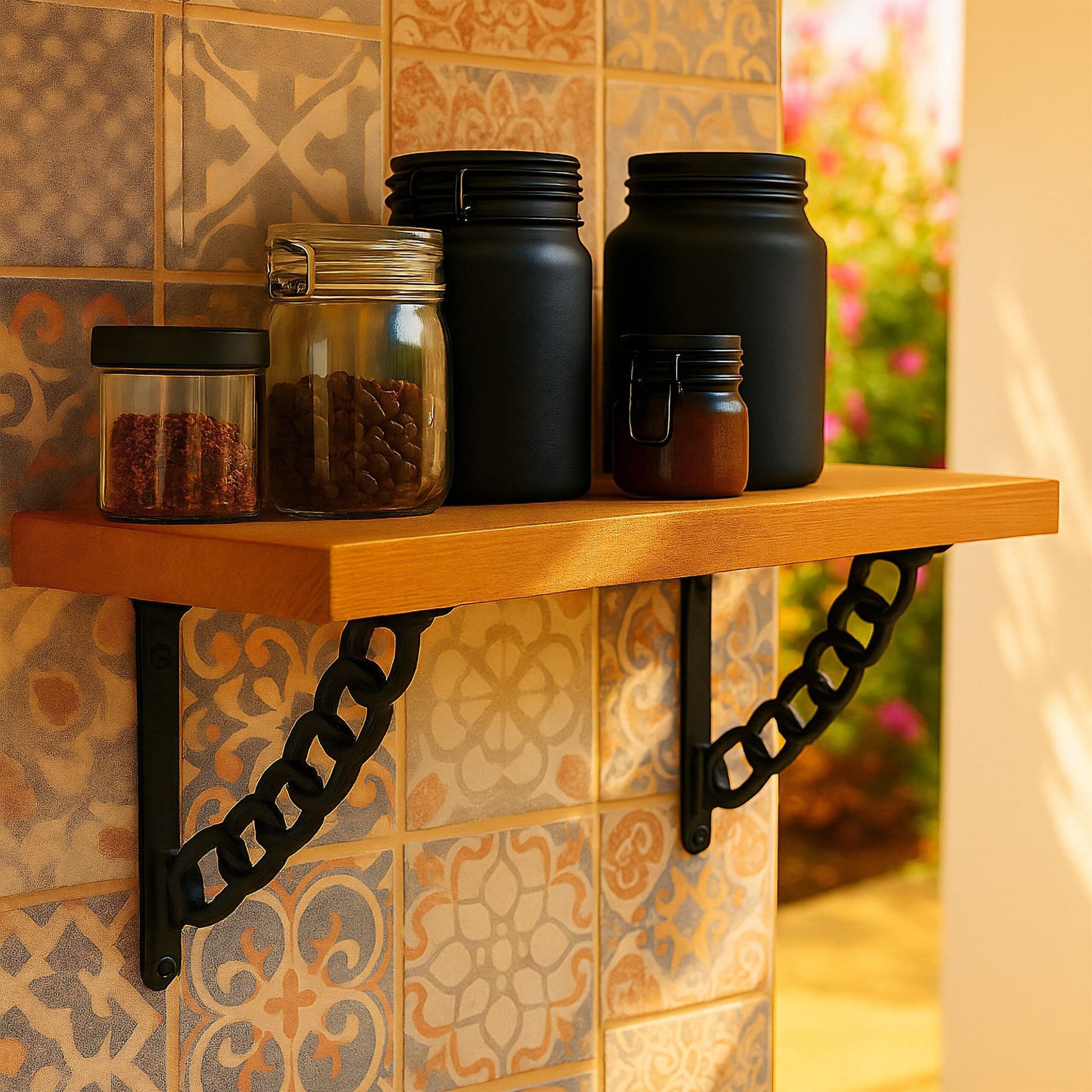 Regalträger 2er-Set Ketten-Design Schwarz von Relaxdays