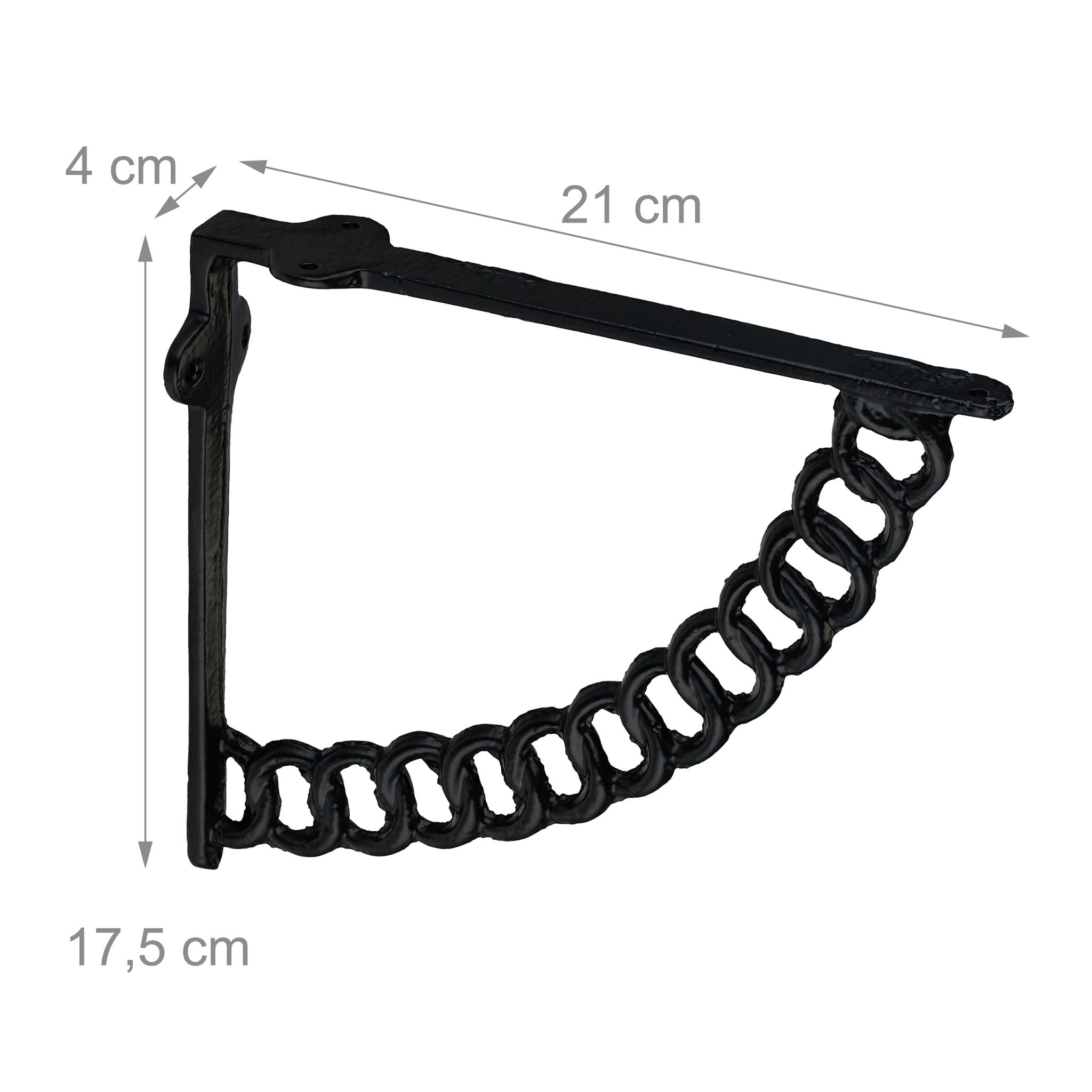 Regalträger 2er-Set Ketten-Design Schwarz von Relaxdays