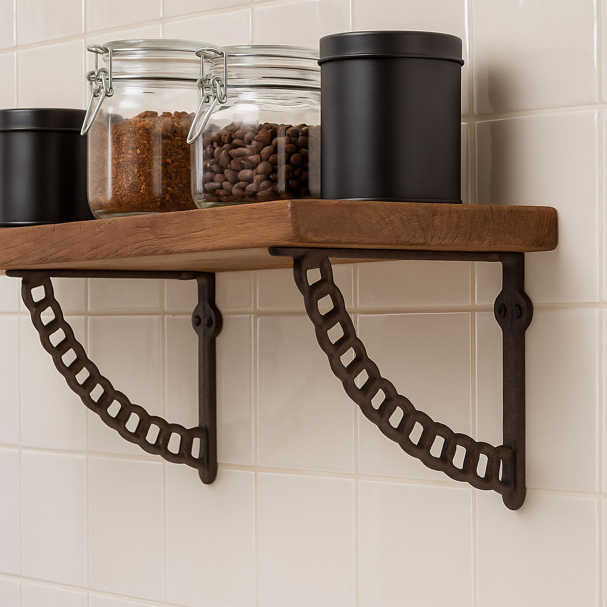 Regalträger 2er-Set Ketten-Design Braun von Relaxdays