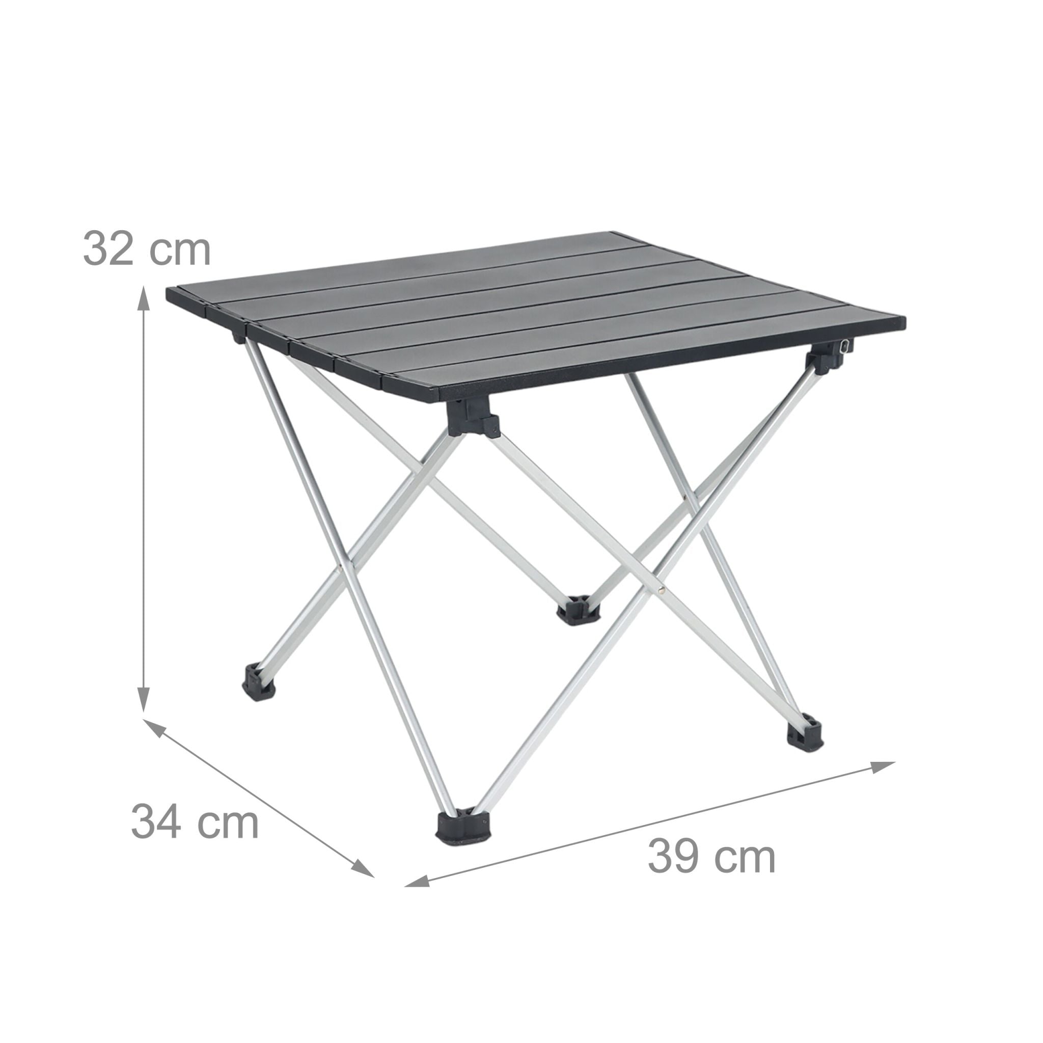 Faltbarer Campingtisch Aluminium Schwarz-Silber von Relaxdays