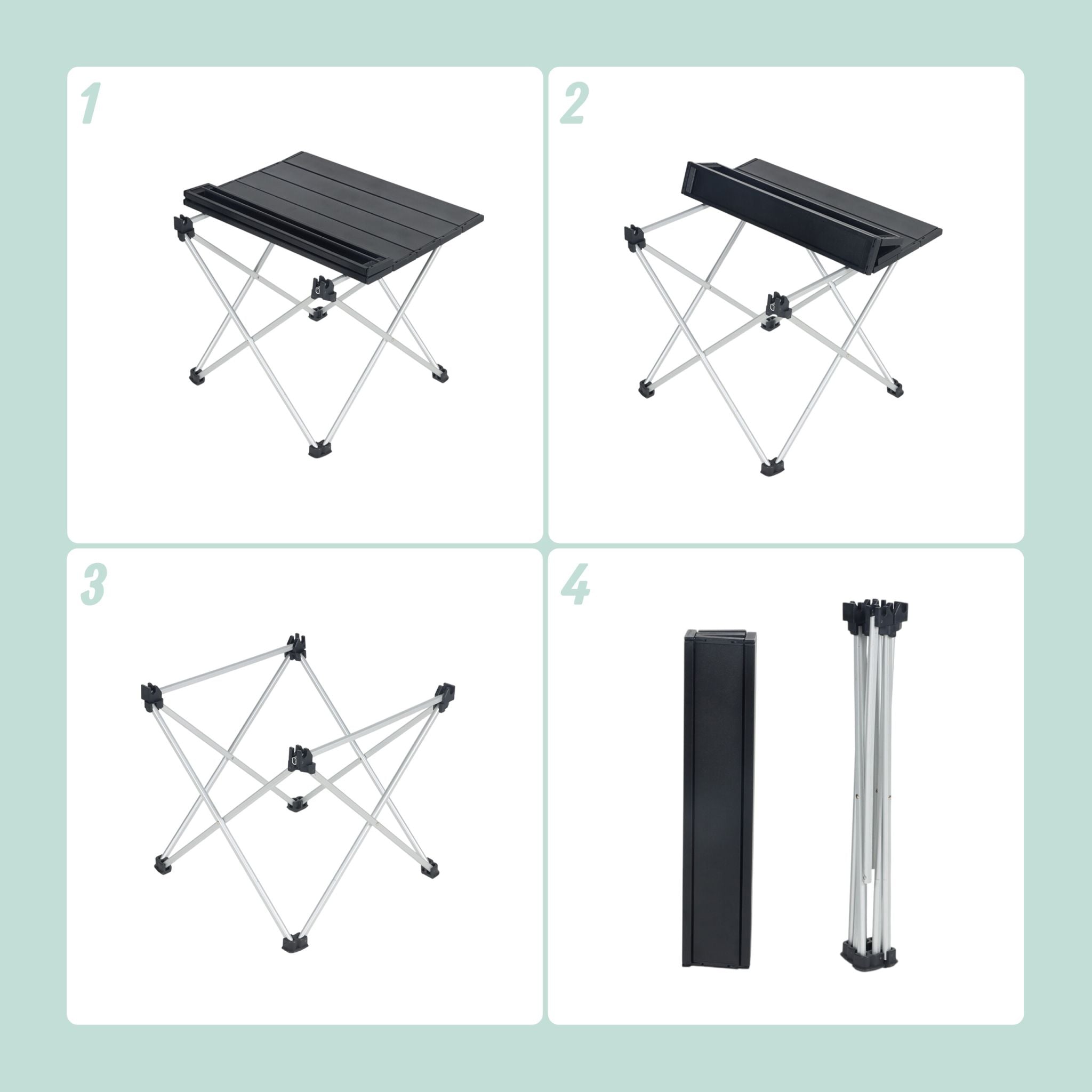 Faltbarer Campingtisch Aluminium Schwarz-Silber von Relaxdays
