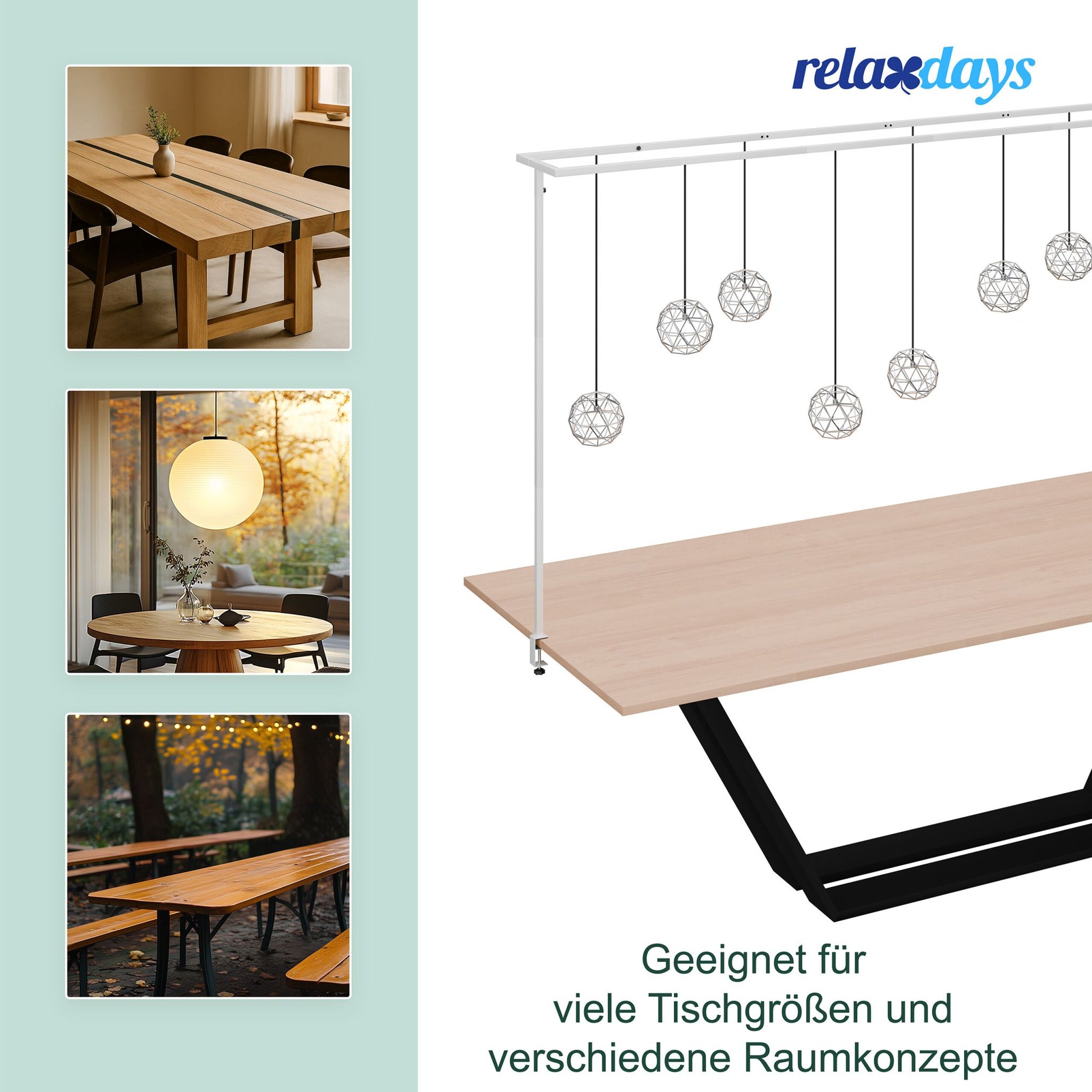 Ausziehbarer Tischbogen mit 2 Stangen Weiss-Schwarz von Relaxdays