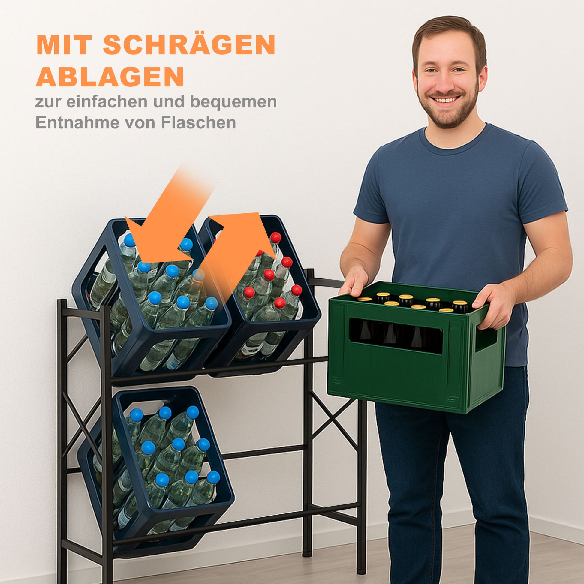 Getränkekistenregal für 6 Kisten Schwarz von Relaxdays
