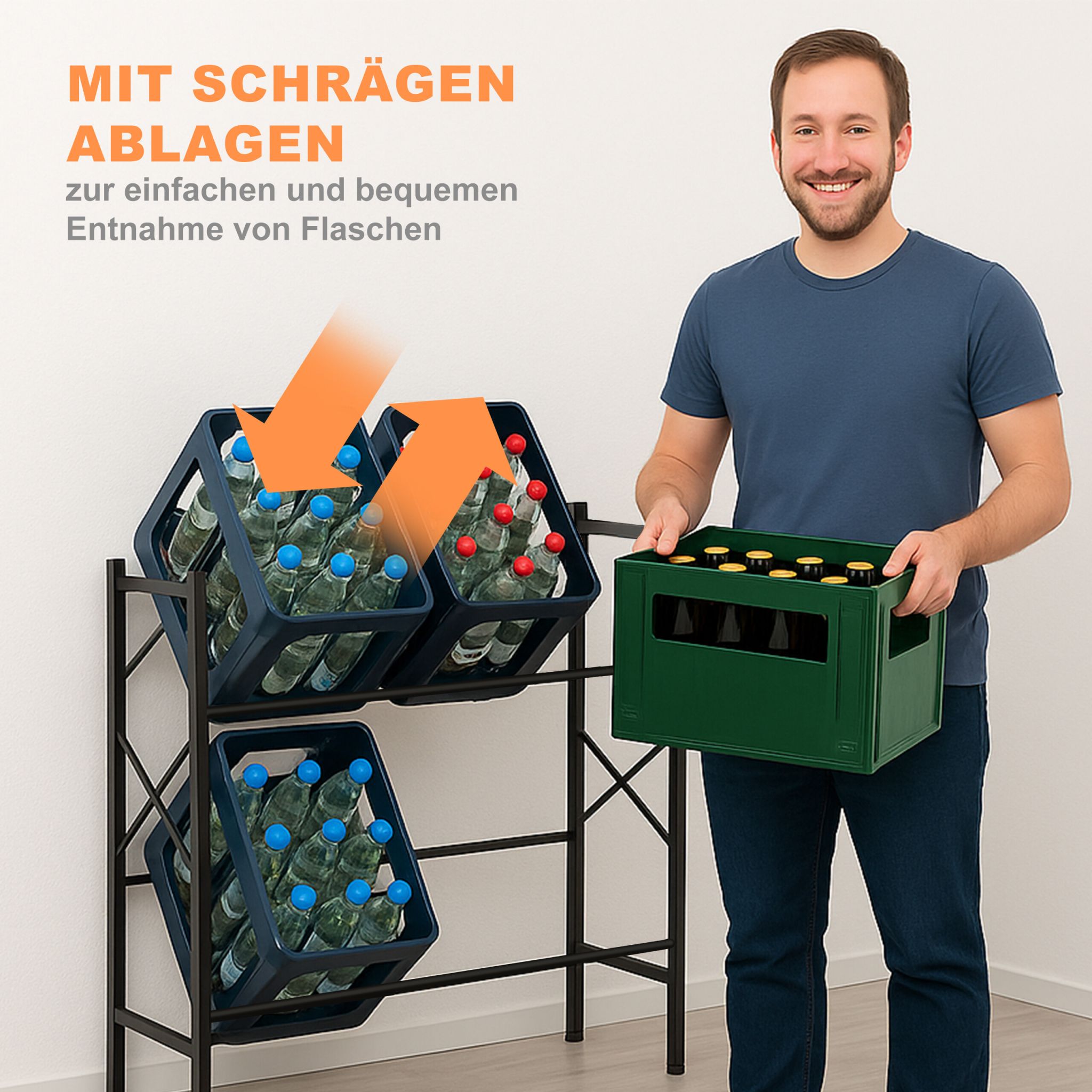 Getränkekistenregal für 6 Kisten Schwarz von Relaxdays