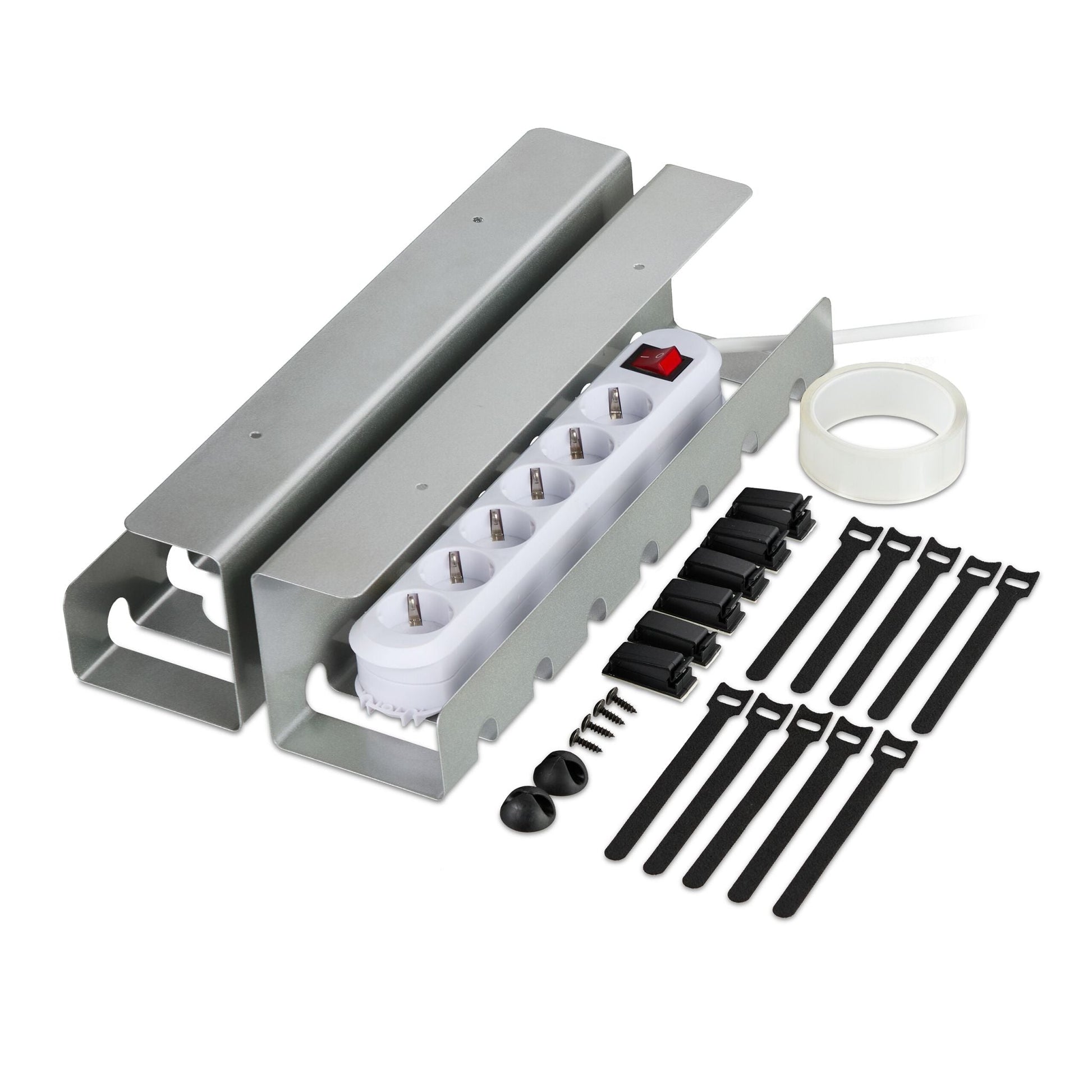 Kabelkanal für Schreibtisch 2er-Set Silber von Relaxdays