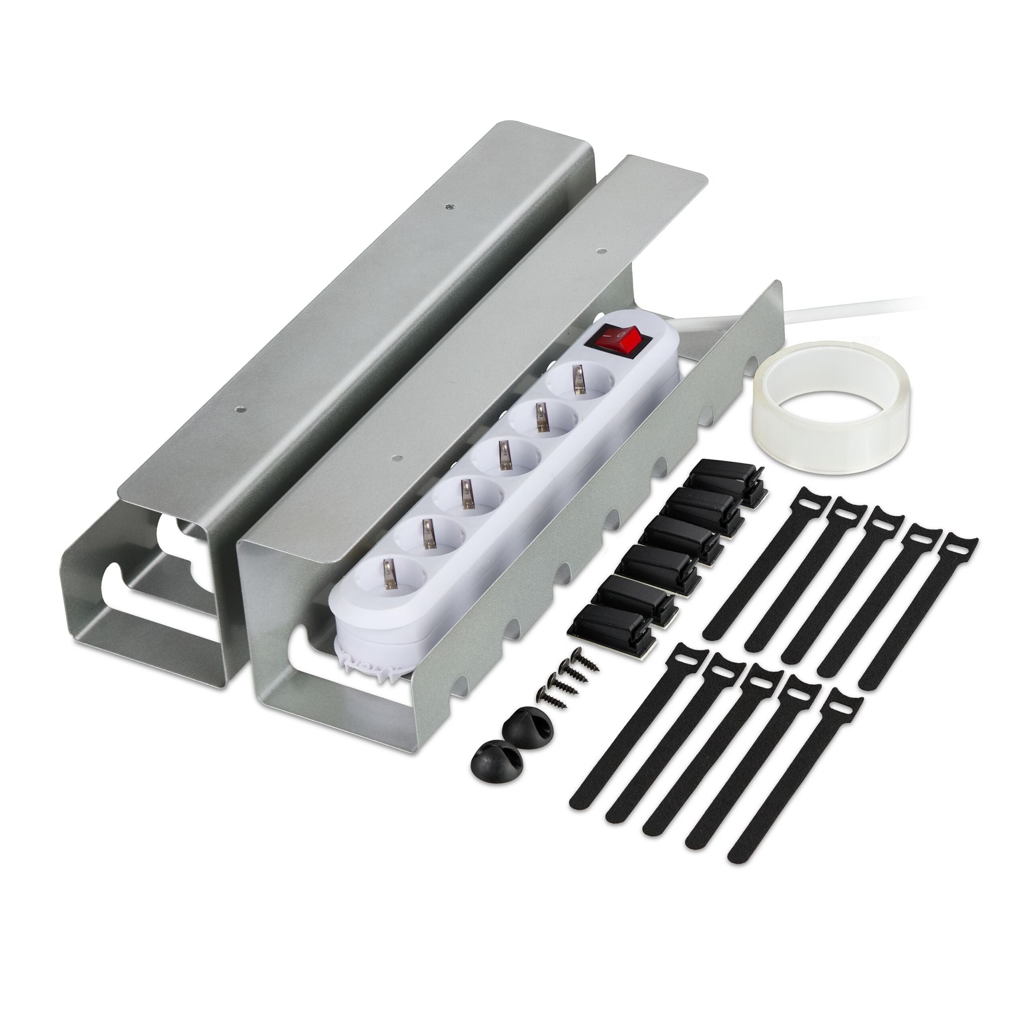 Kabelkanal für Schreibtisch 2er-Set Silber von Relaxdays