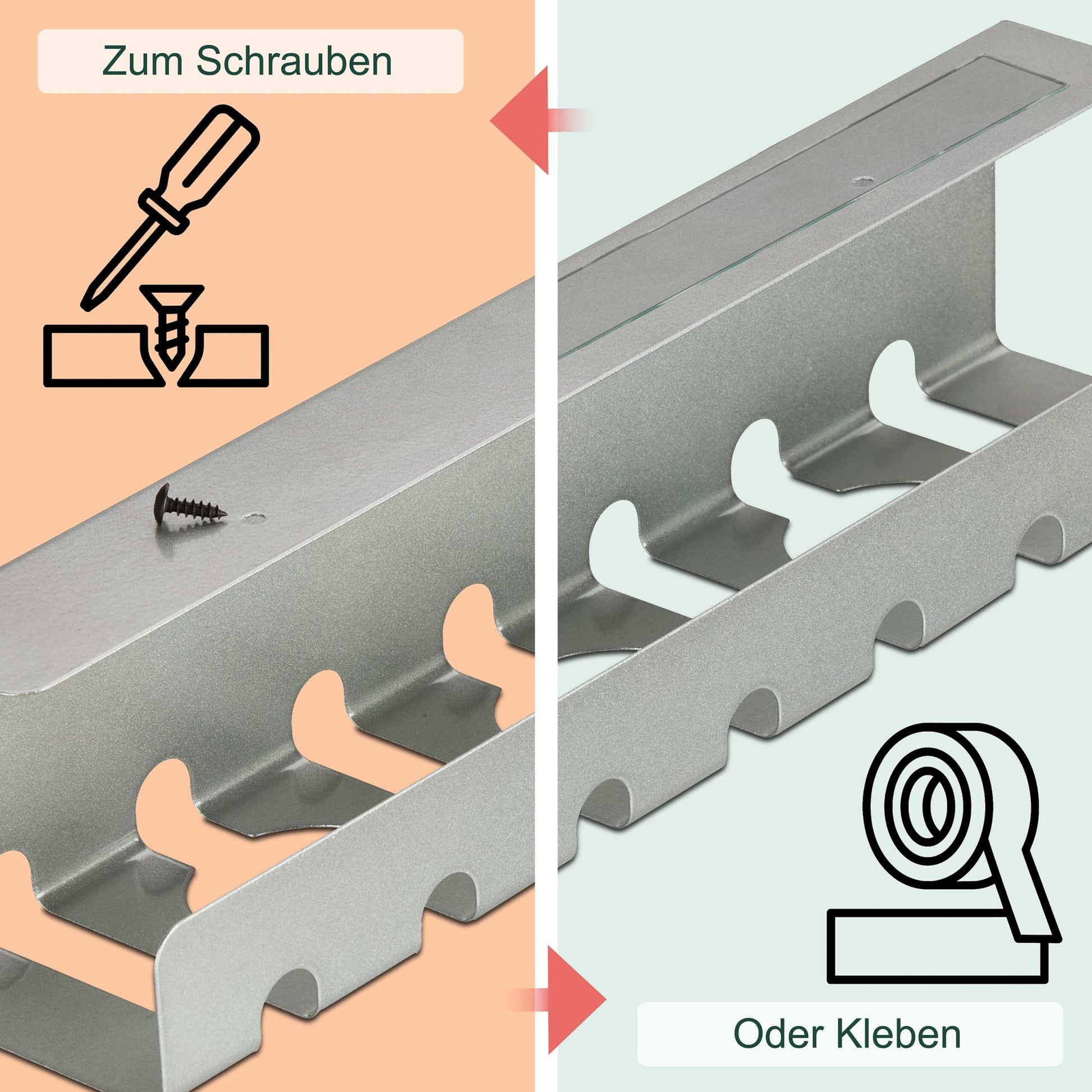 Kabelkanal für Schreibtisch 2er-Set Silber von Relaxdays