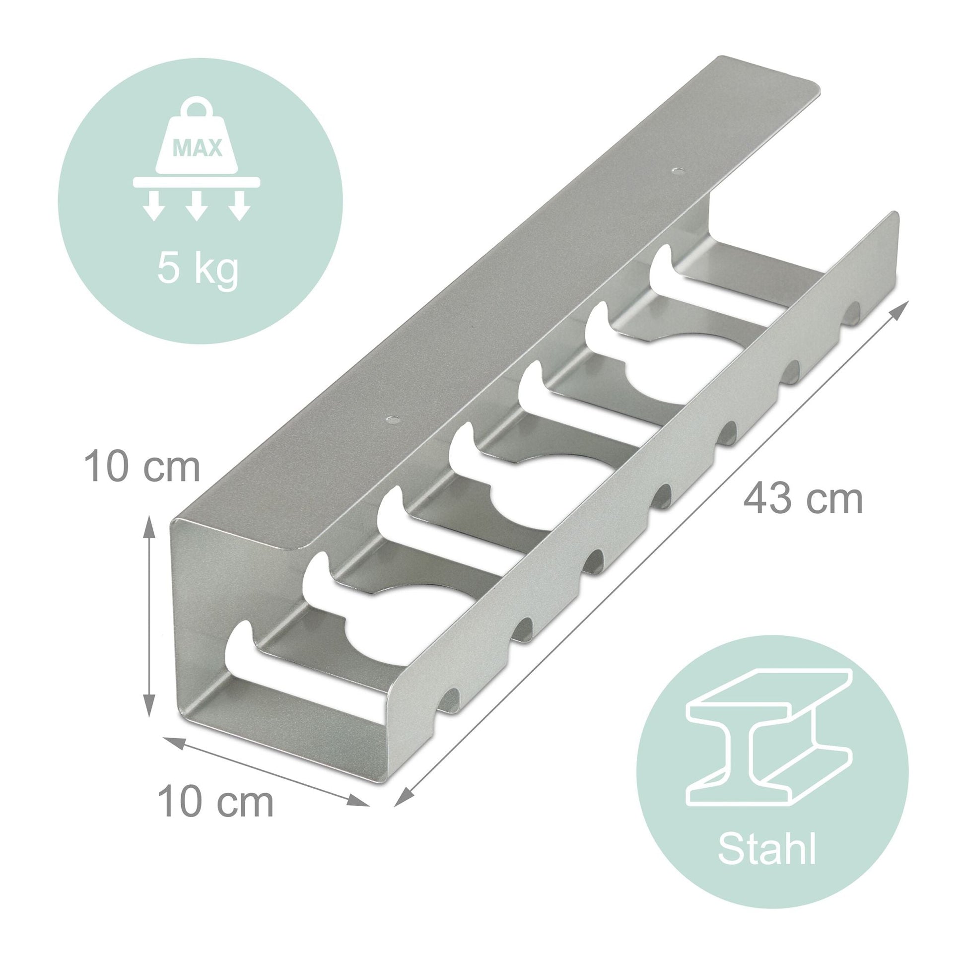 Kabelkanal für Schreibtisch 2er-Set Silber von Relaxdays