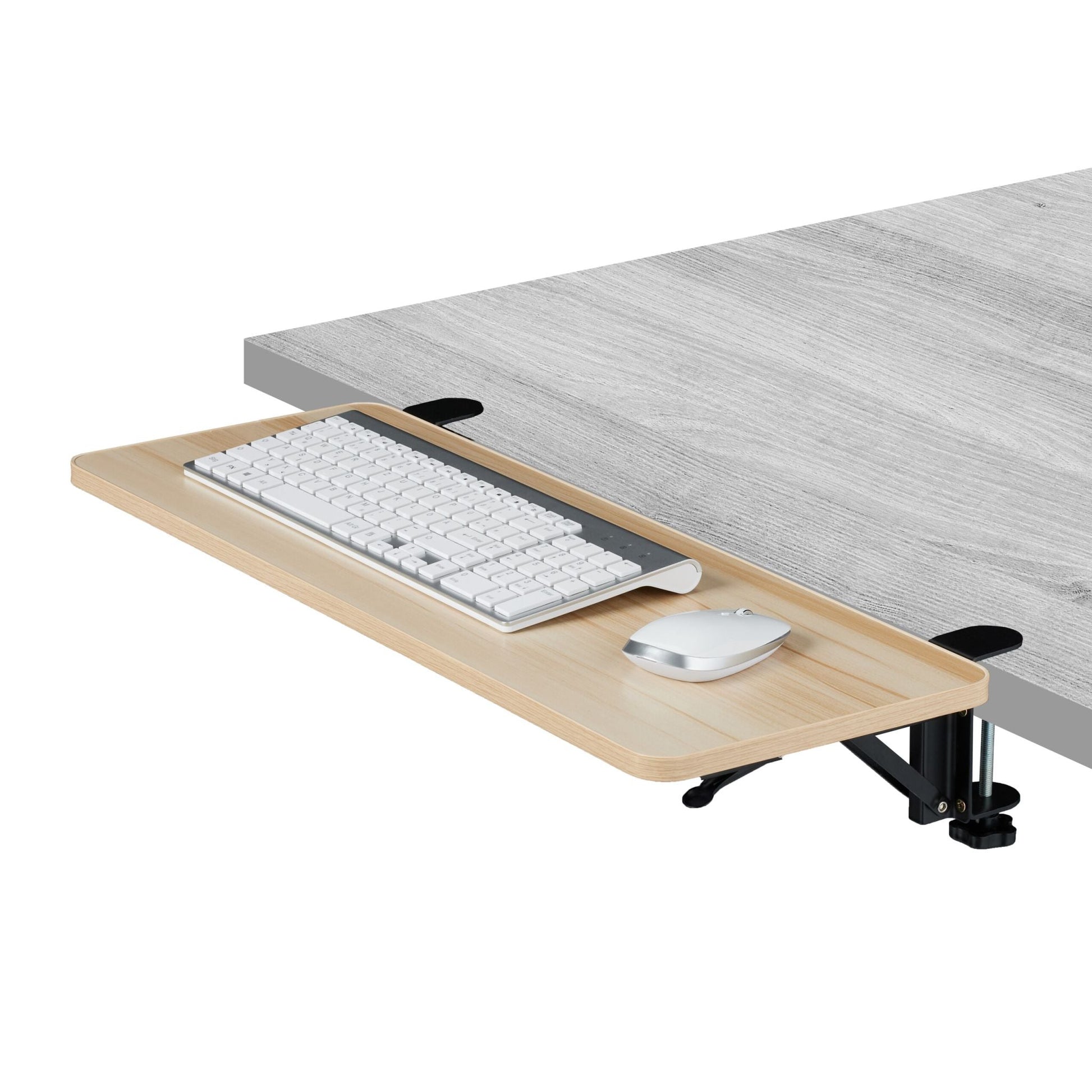 Schreibtischverlängerung zum Anklemmen Hellbraun-Schwarz von Relaxdays