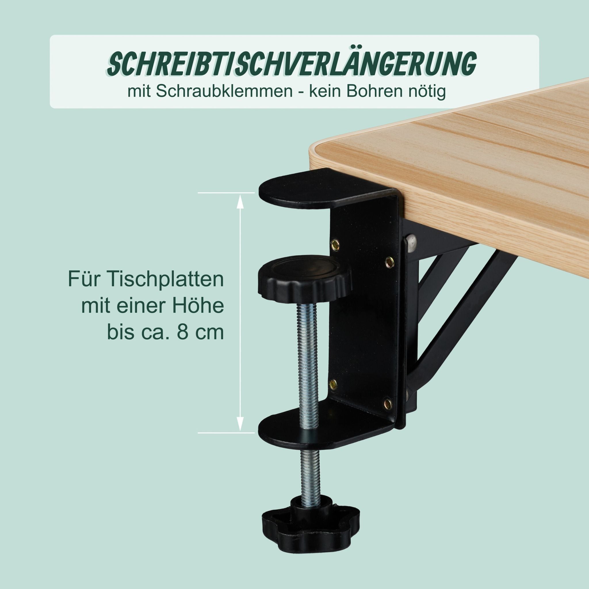 Schreibtischverlängerung zum Anklemmen Hellbraun-Schwarz von Relaxdays