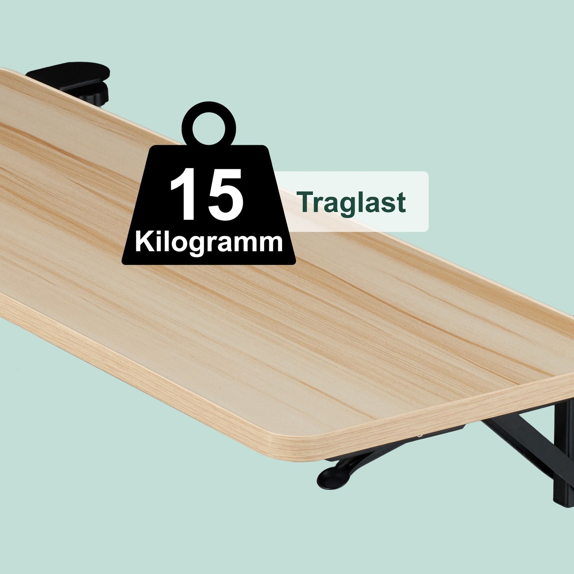 Schreibtischverlängerung zum Anklemmen Hellbraun-Schwarz von Relaxdays