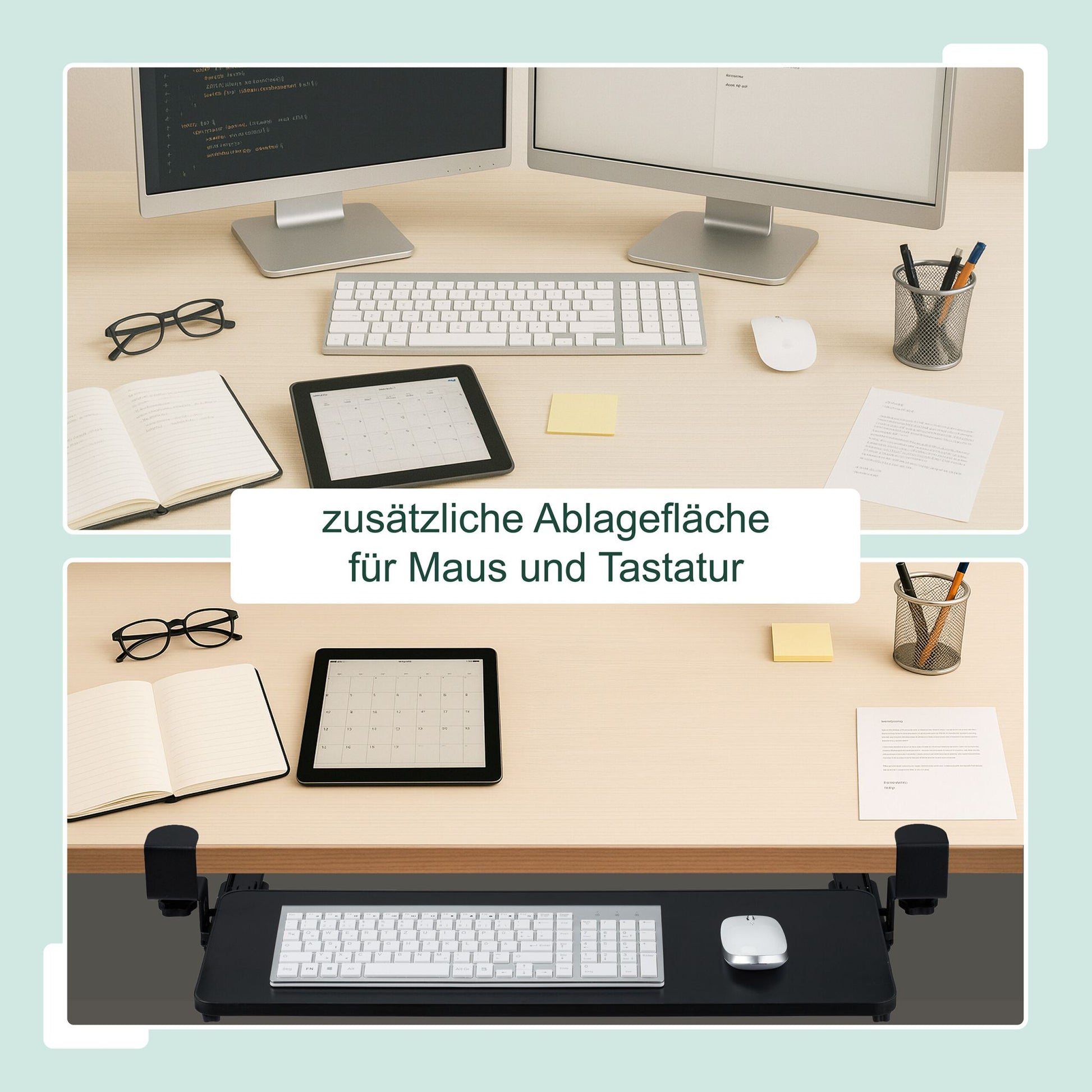 Ausziehbare Tastaturablage zum Klemmen Schwarz von Relaxdays