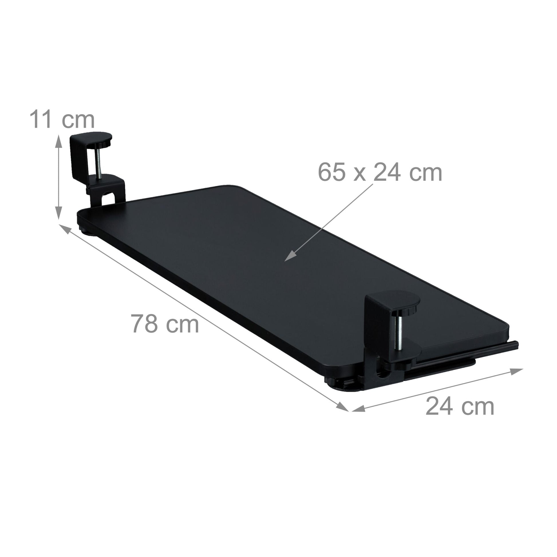 Ausziehbare Tastaturablage zum Klemmen Schwarz von Relaxdays
