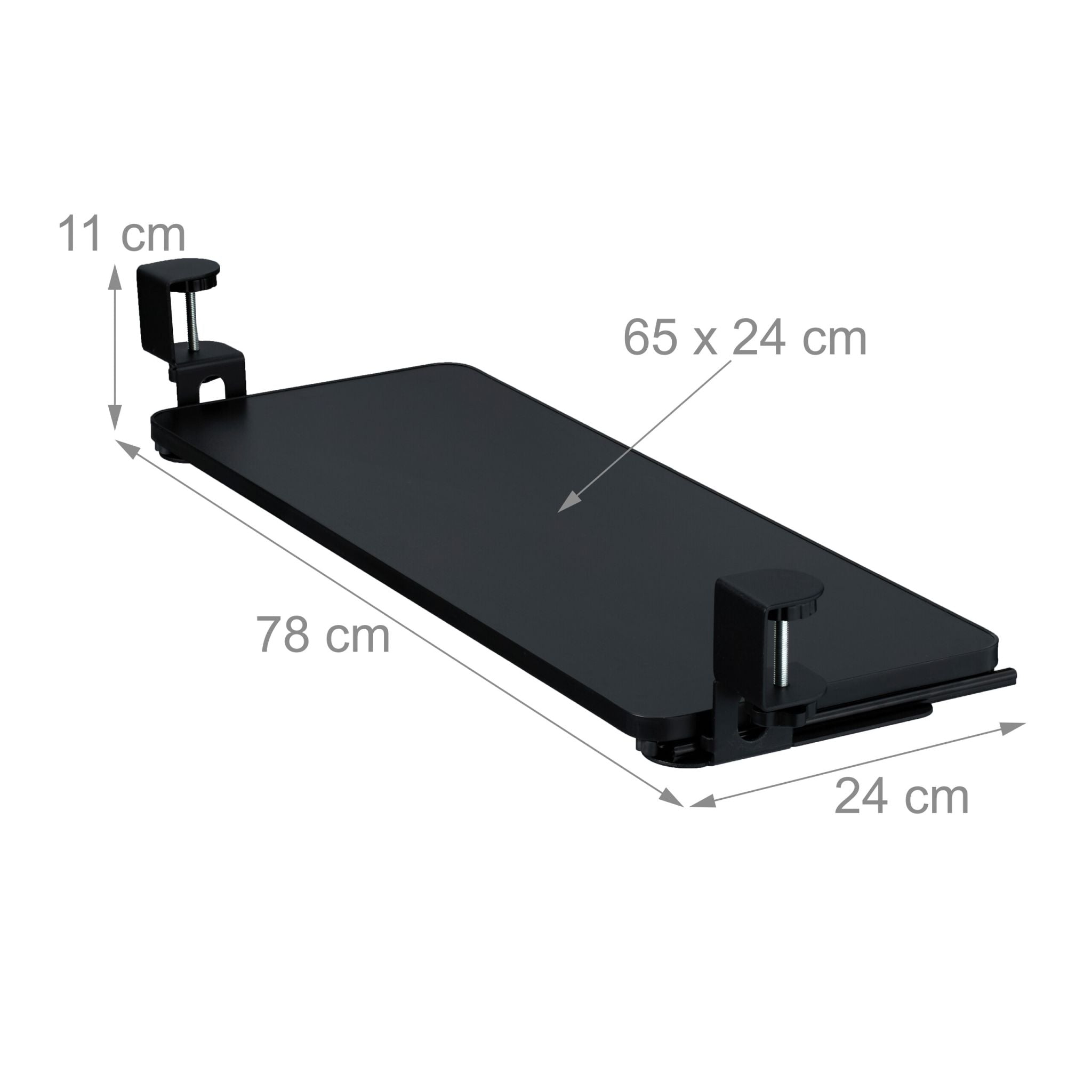 Ausziehbare Tastaturablage zum Klemmen Schwarz von Relaxdays