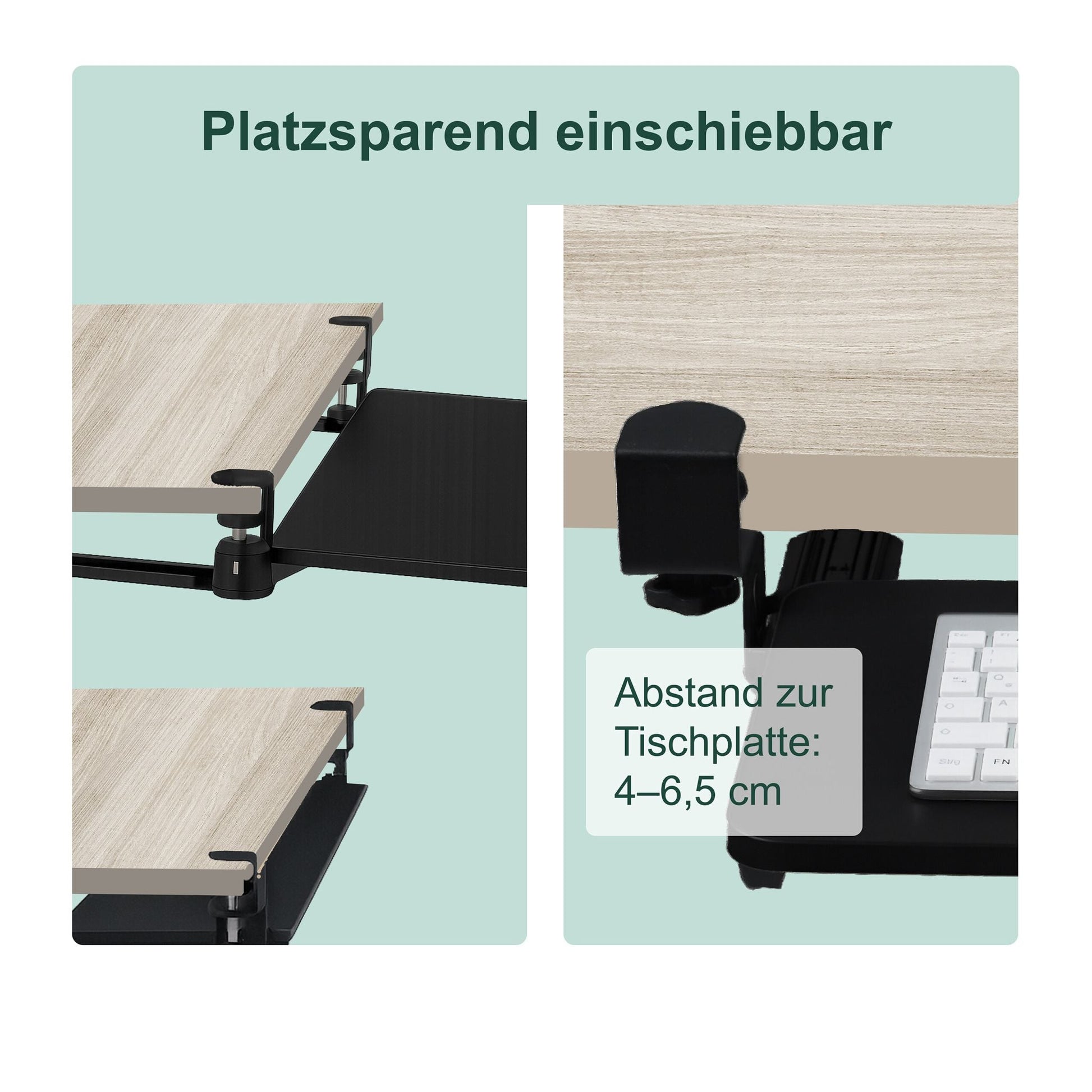 Ausziehbare Tastaturablage zum Klemmen Schwarz von Relaxdays