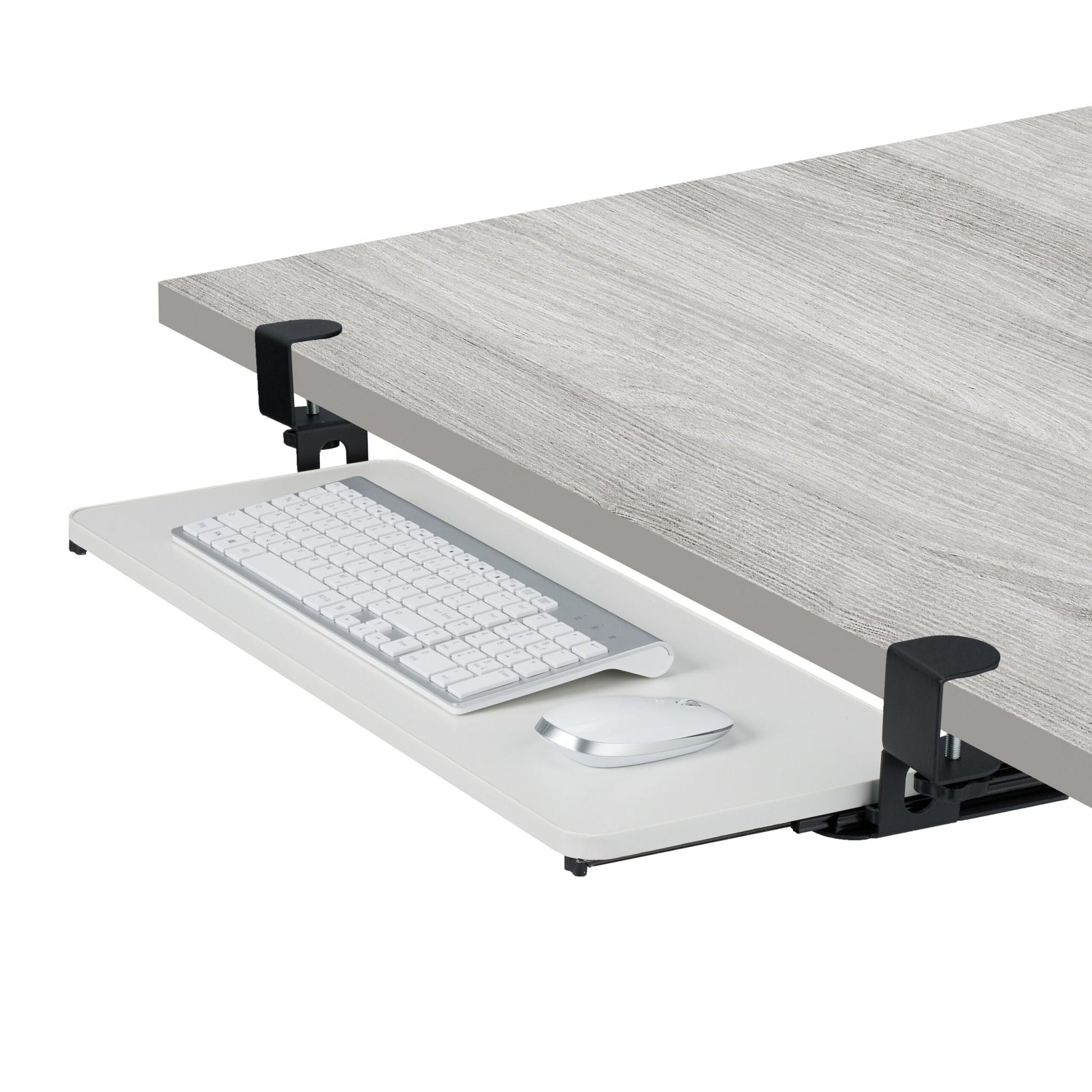 Ausziehbare Tastaturablage zum Klemmen Weiss-Schwarz von Relaxdays