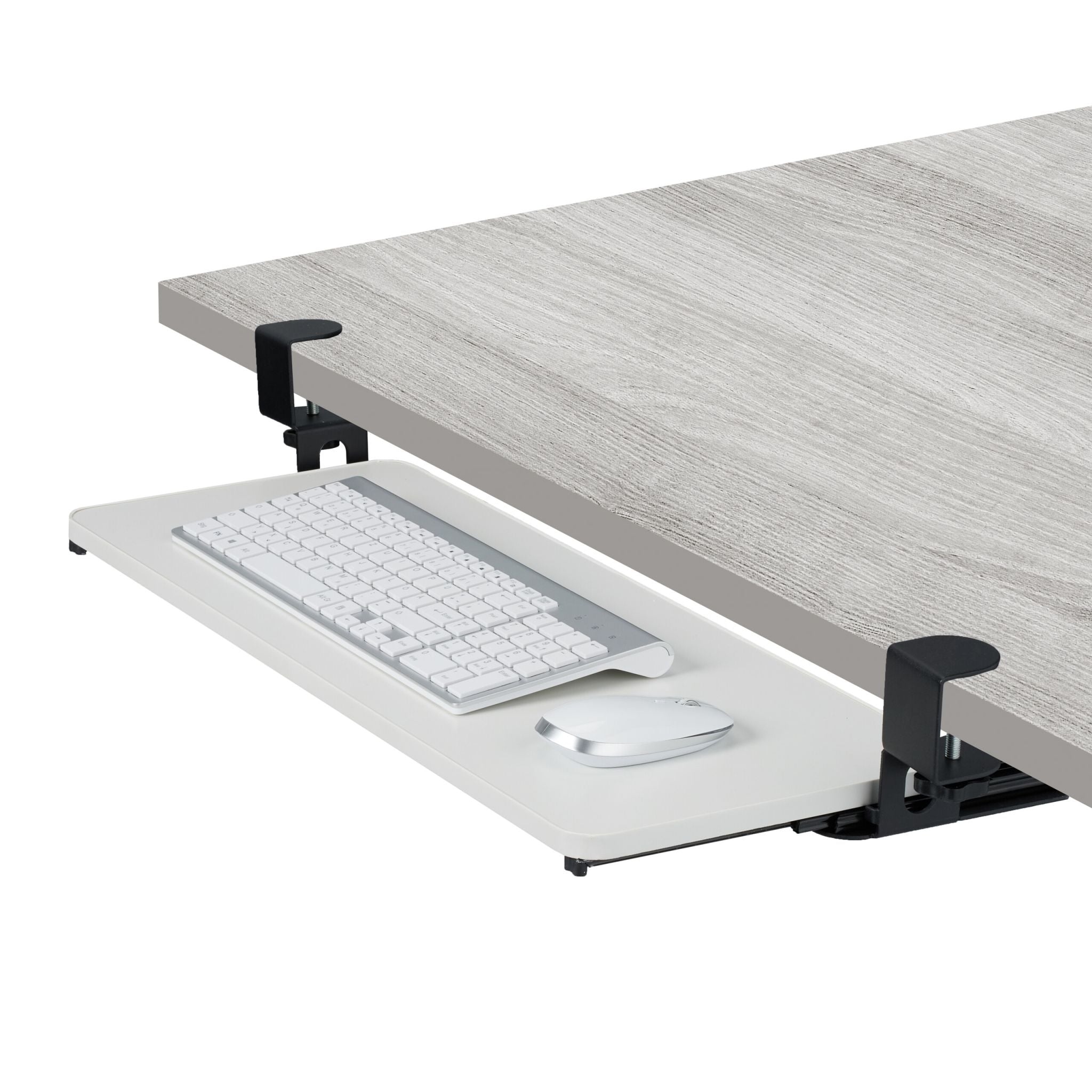 Ausziehbare Tastaturablage zum Klemmen Weiss-Schwarz von Relaxdays