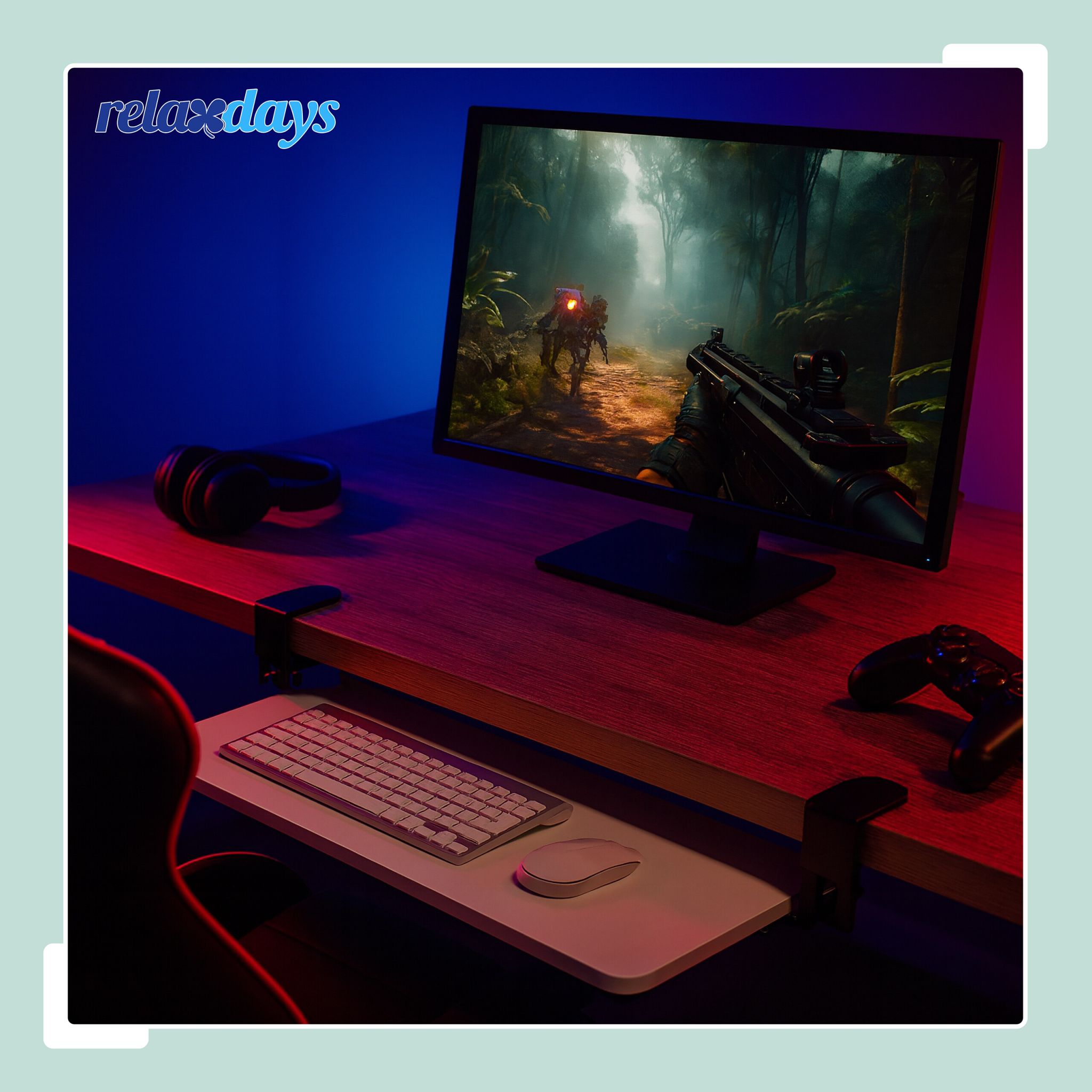 Ausziehbare Tastaturablage zum Klemmen Weiss-Schwarz von Relaxdays