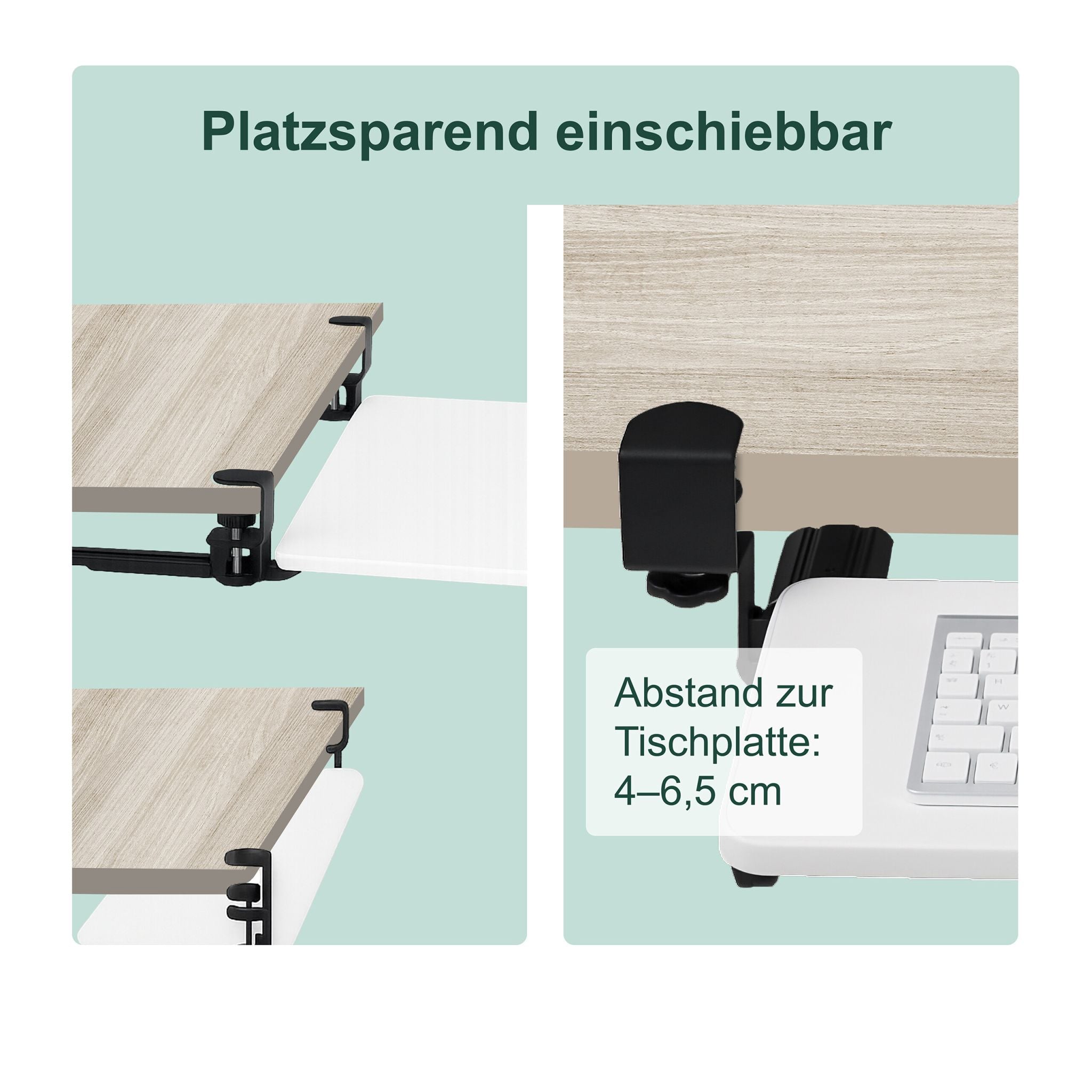 Ausziehbare Tastaturablage zum Klemmen Weiss-Schwarz von Relaxdays