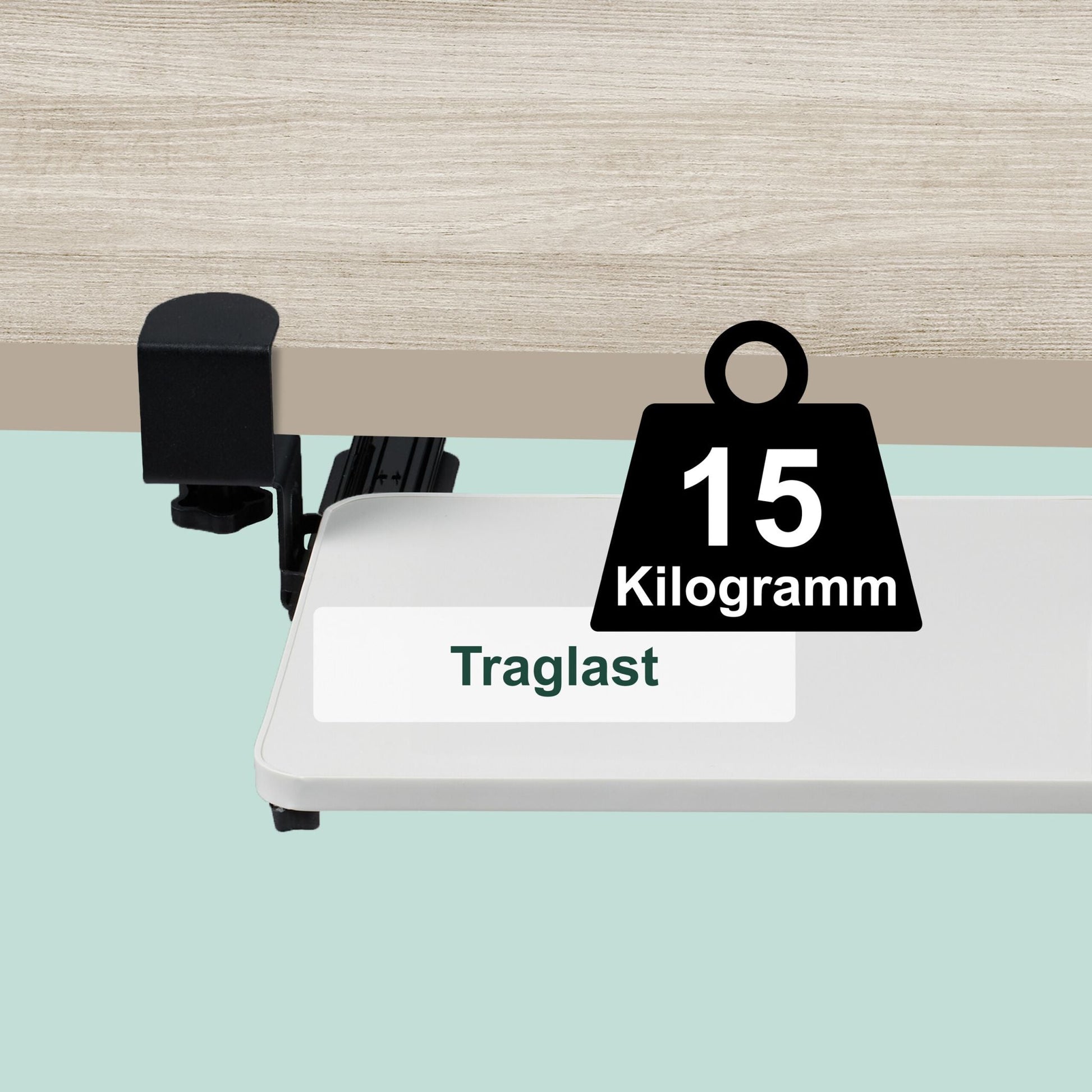Ausziehbare Tastaturablage zum Klemmen Weiss-Schwarz von Relaxdays