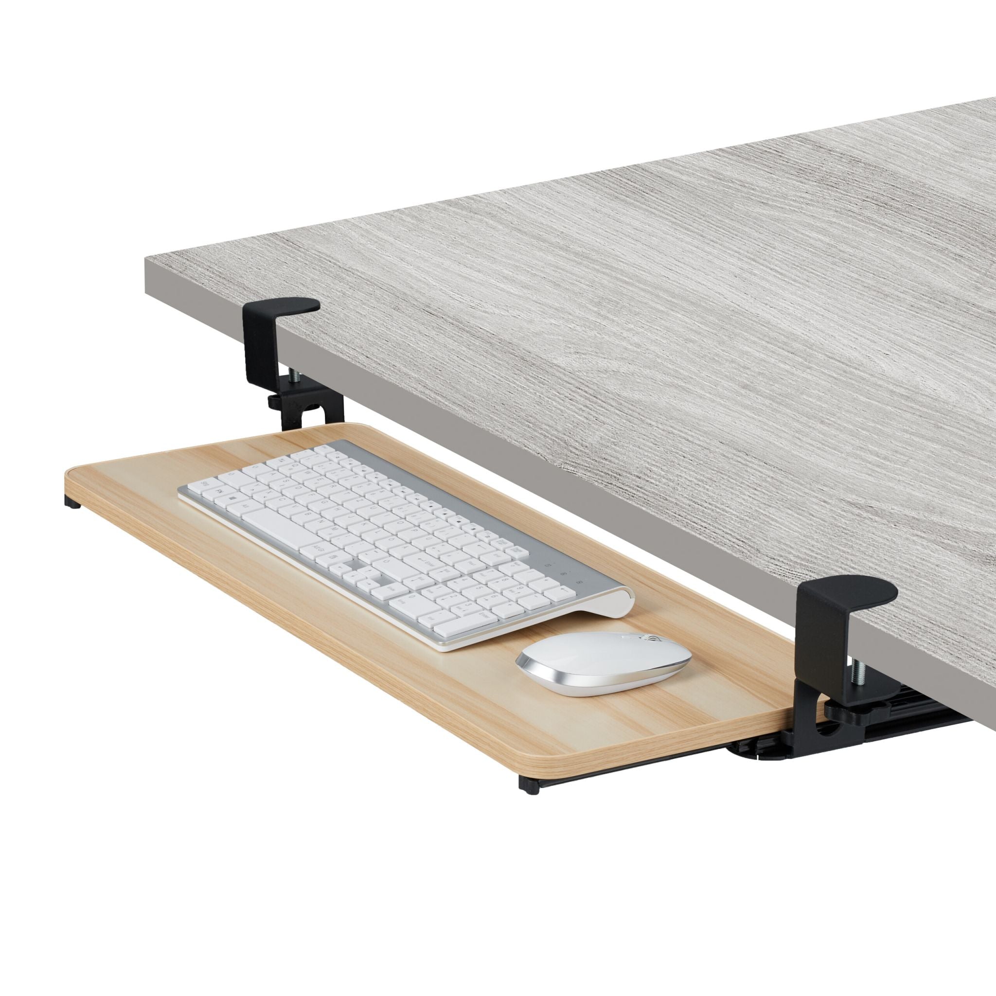 Ausziehbare Tastaturablage zum Klemmen Hellbraun-Schwarz von Relaxdays