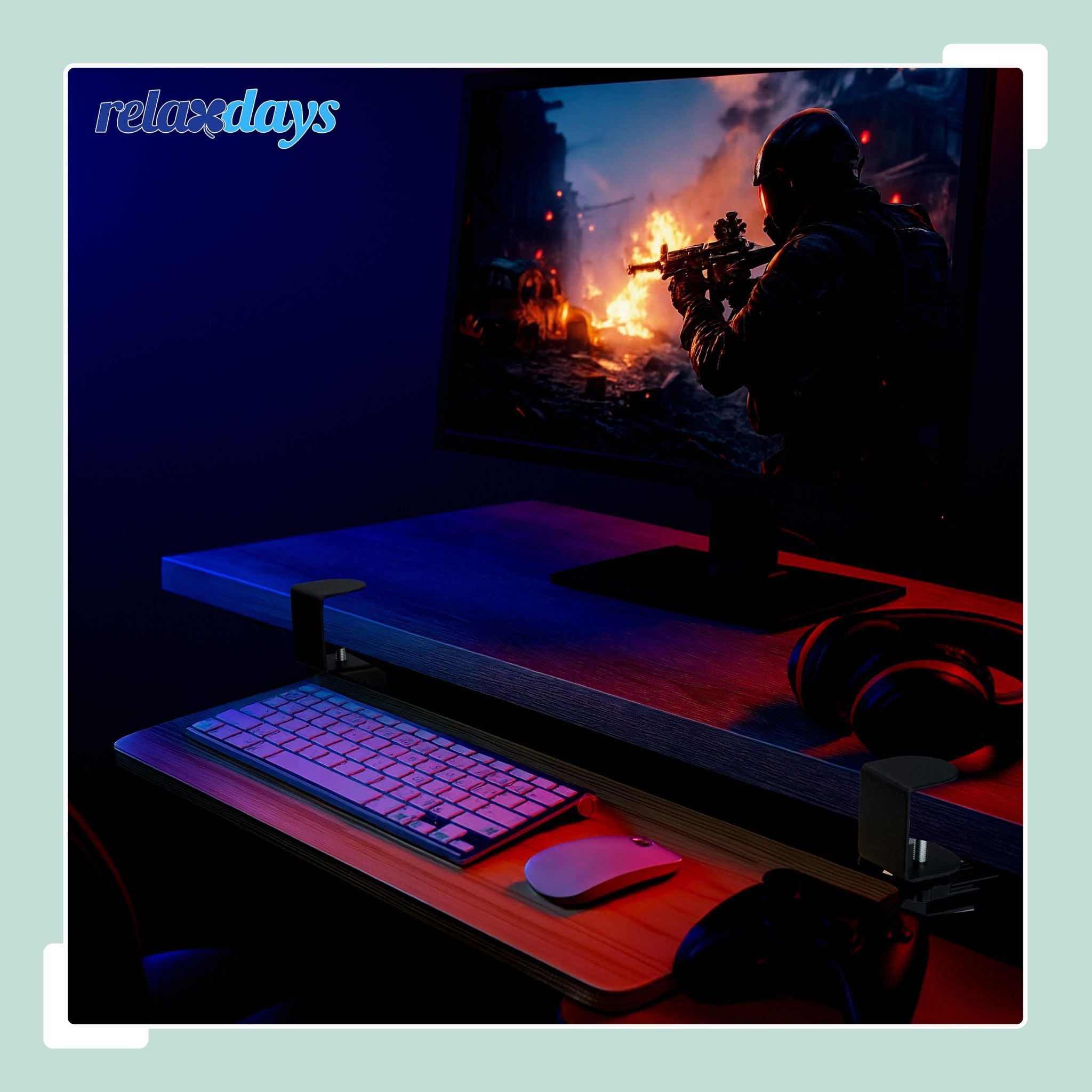 Ausziehbare Tastaturablage zum Klemmen Hellbraun-Schwarz von Relaxdays