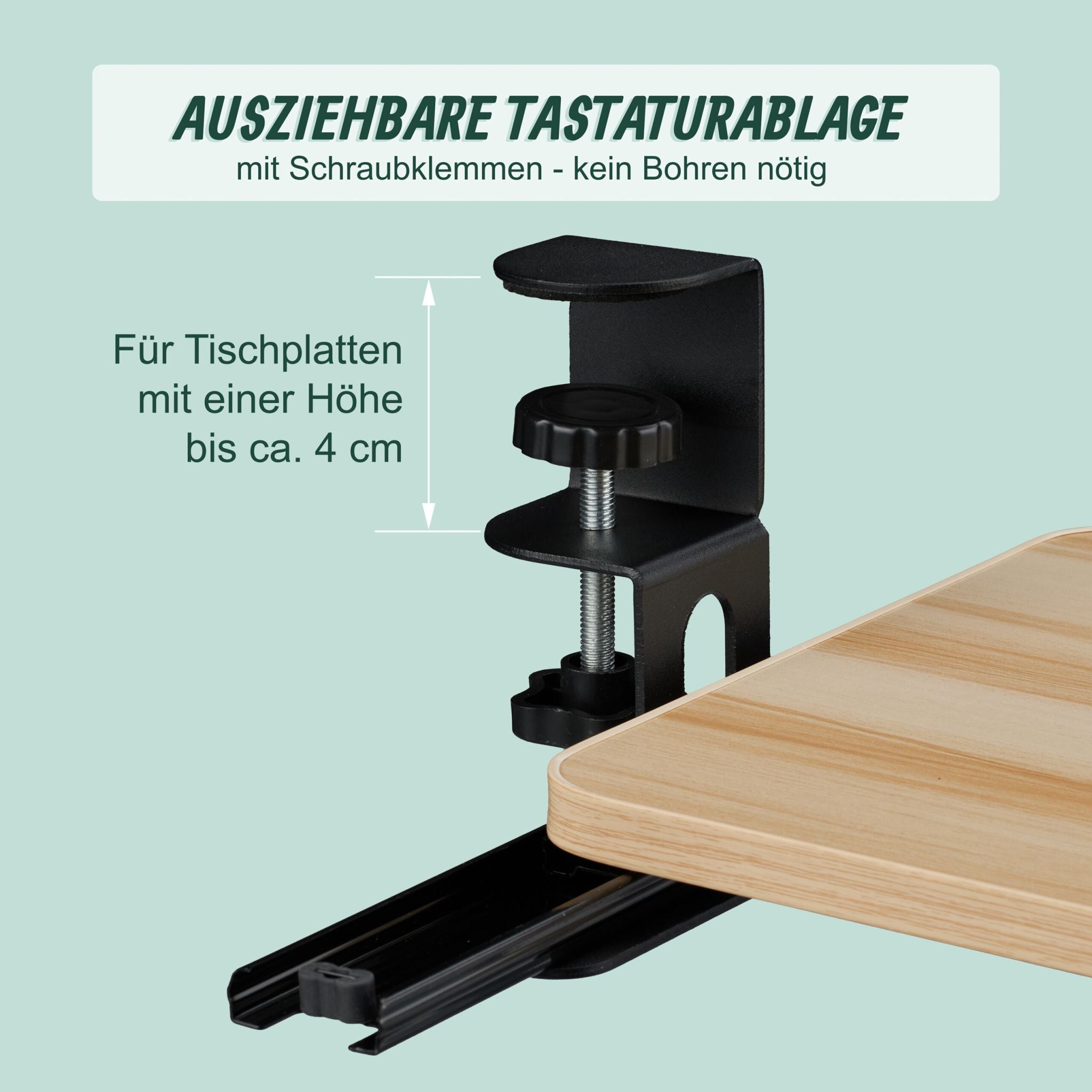 Ausziehbare Tastaturablage zum Klemmen Hellbraun-Schwarz von Relaxdays